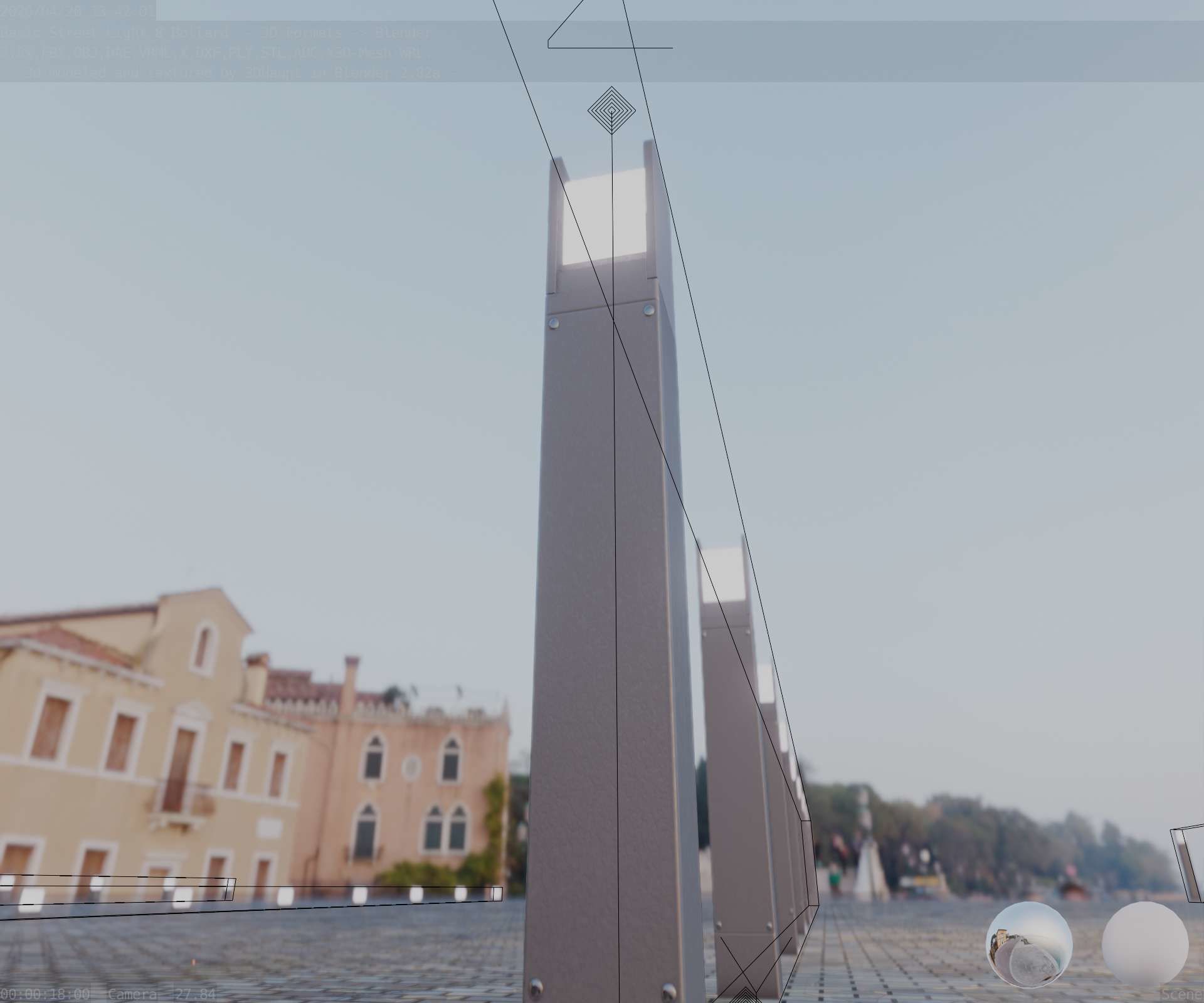 Street Light 8 Bollard 900mm Basic Version 4 Low-poly 3D model_18