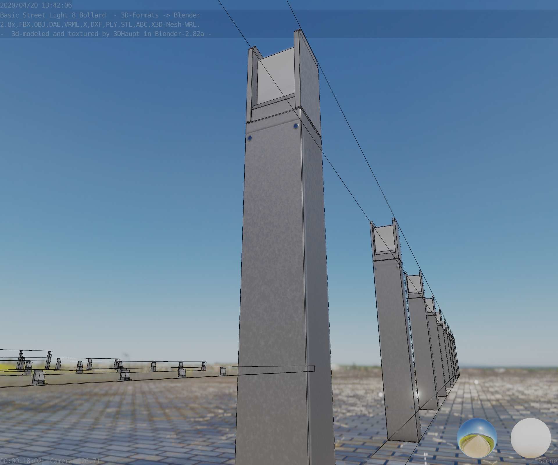 Street Light 8 Bollard 900mm Basic Version 4 Low-poly 3D model_20