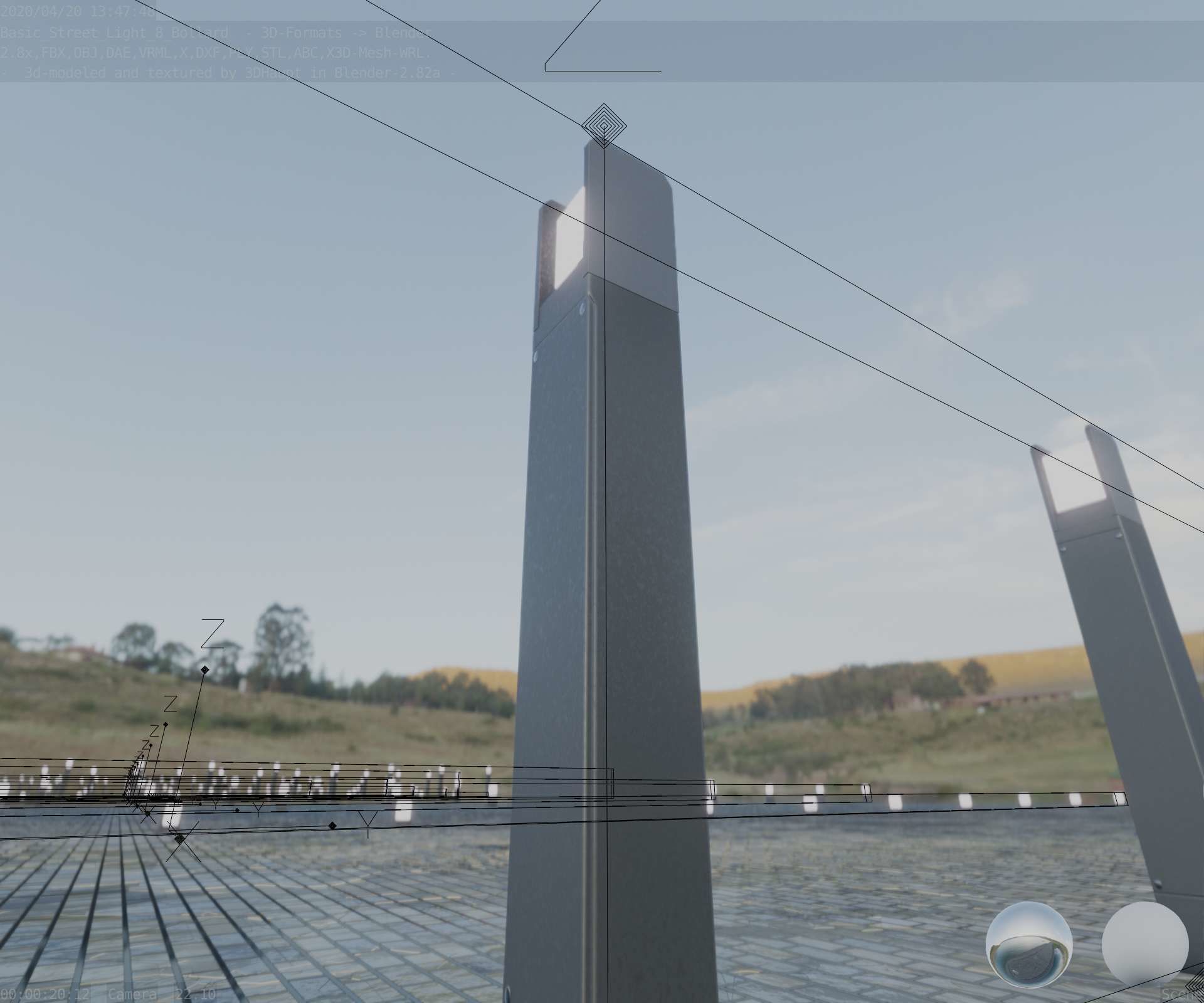 Street Light 8 Bollard 900mm Basic Version 4 Low-poly 3D model_89