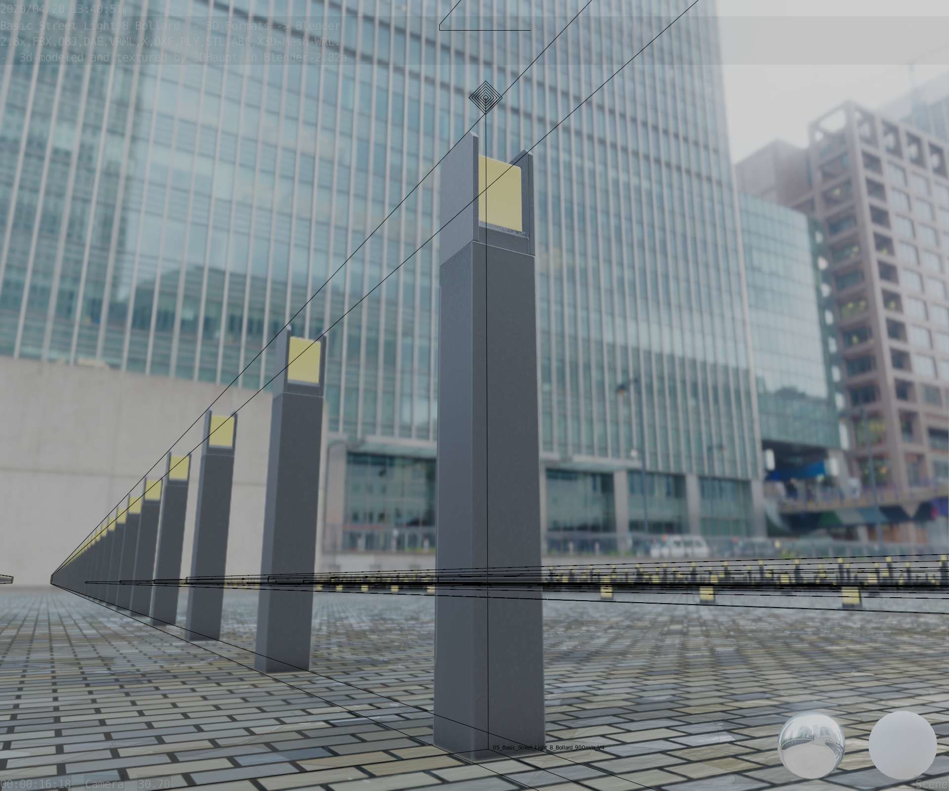 Street Light 8 Bollard 900mm Basic Version 4 Low-poly 3D model_23