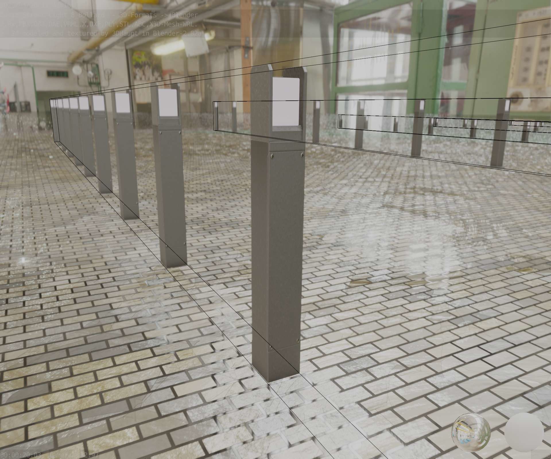 Street Light 8 Bollard 900mm Basic Version 4 Low-poly 3D model_80