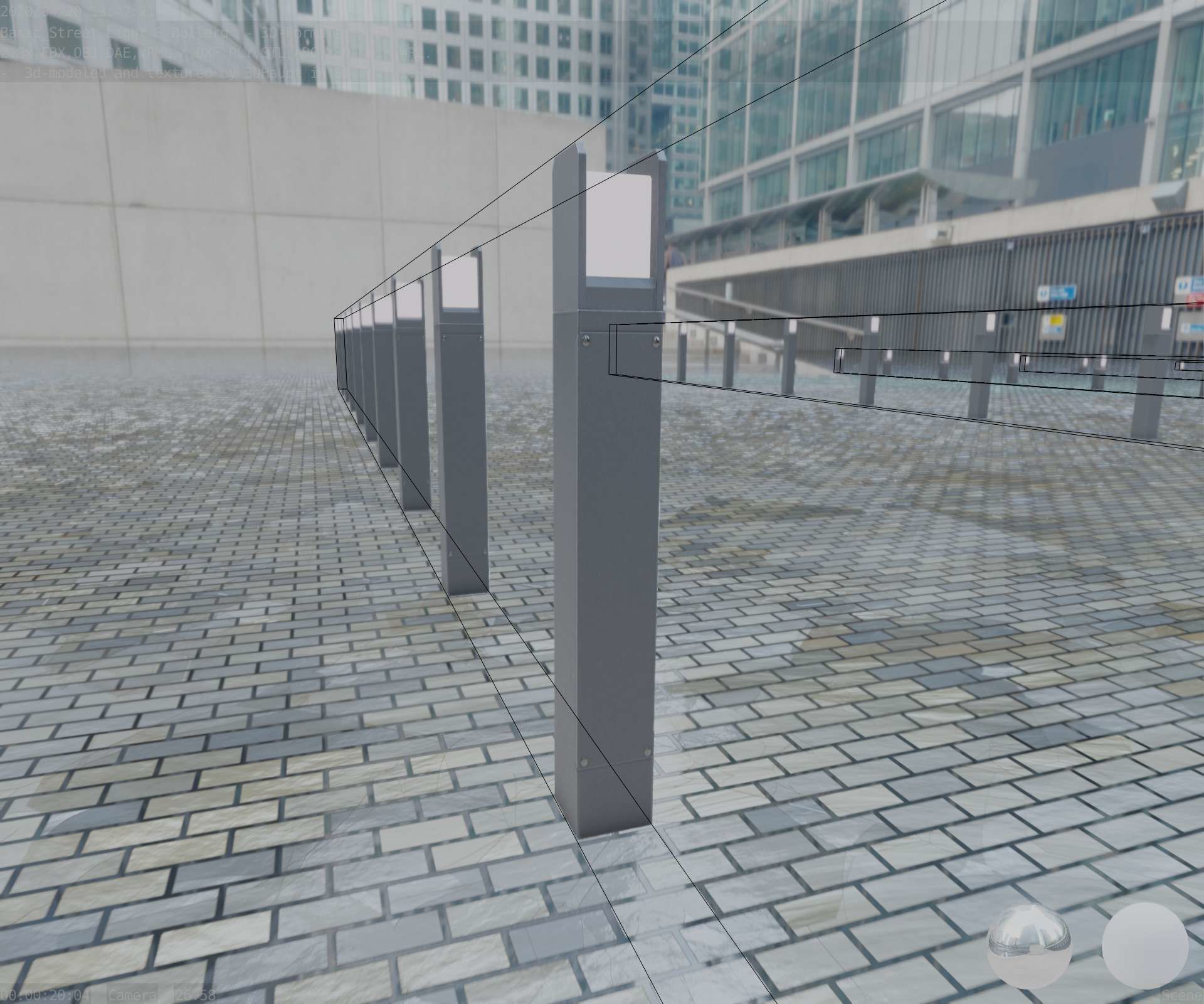 Street Light 8 Bollard 900mm Basic Version 4 Low-poly 3D model_81