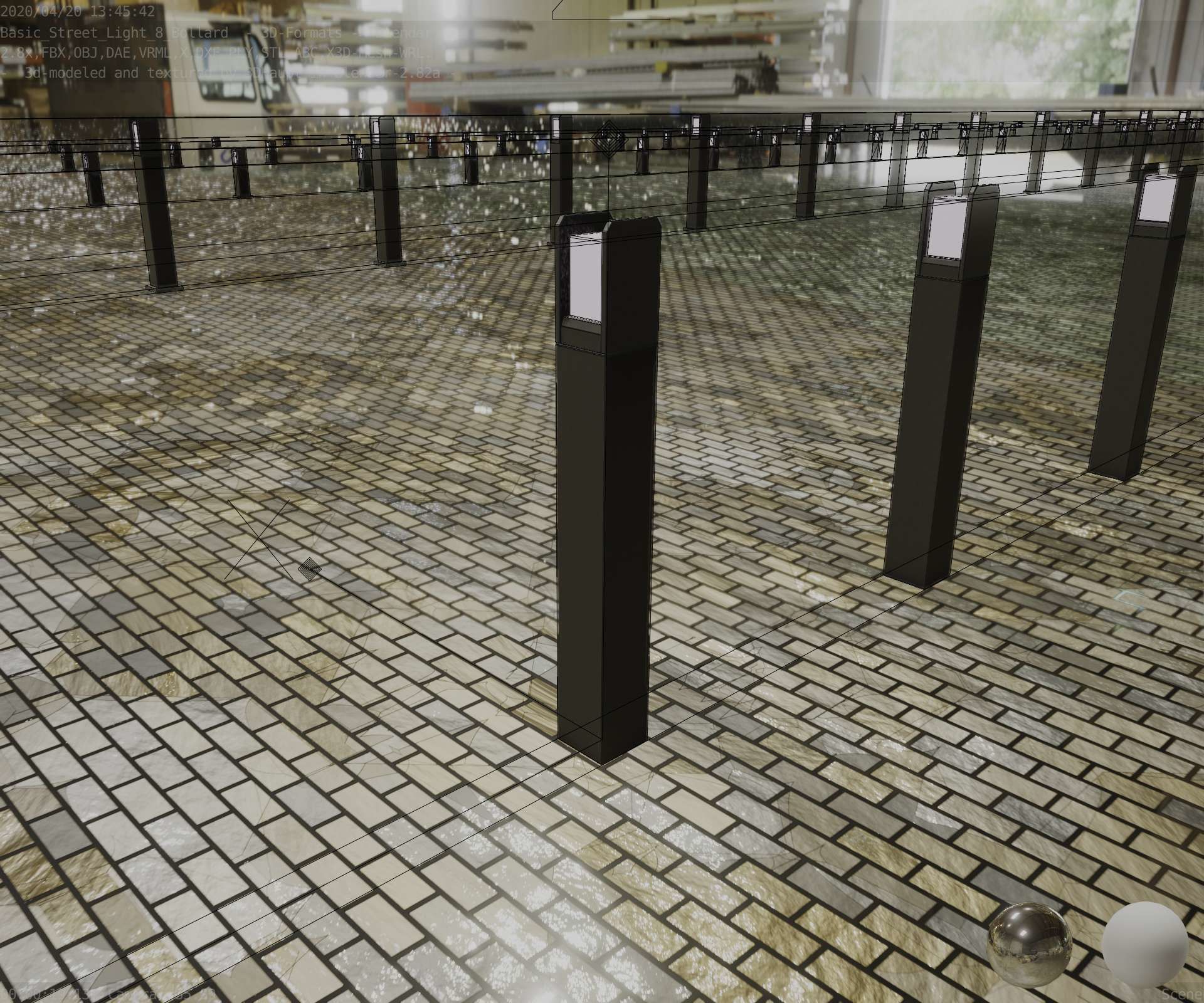 Street Light 8 Bollard 900mm Basic Version 4 Low-poly 3D model_3