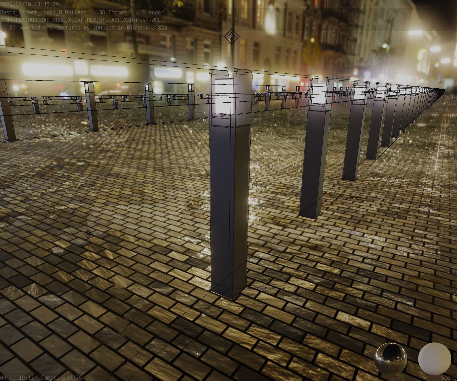 Street Light 8 Bollard 900mm Basic Version 4 Low-poly 3D model_71