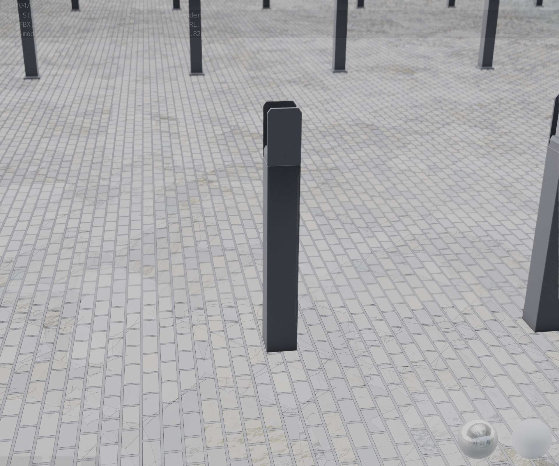 Street Light 8 Bollard 900mm Basic Version 4 Low-poly 3D model_8