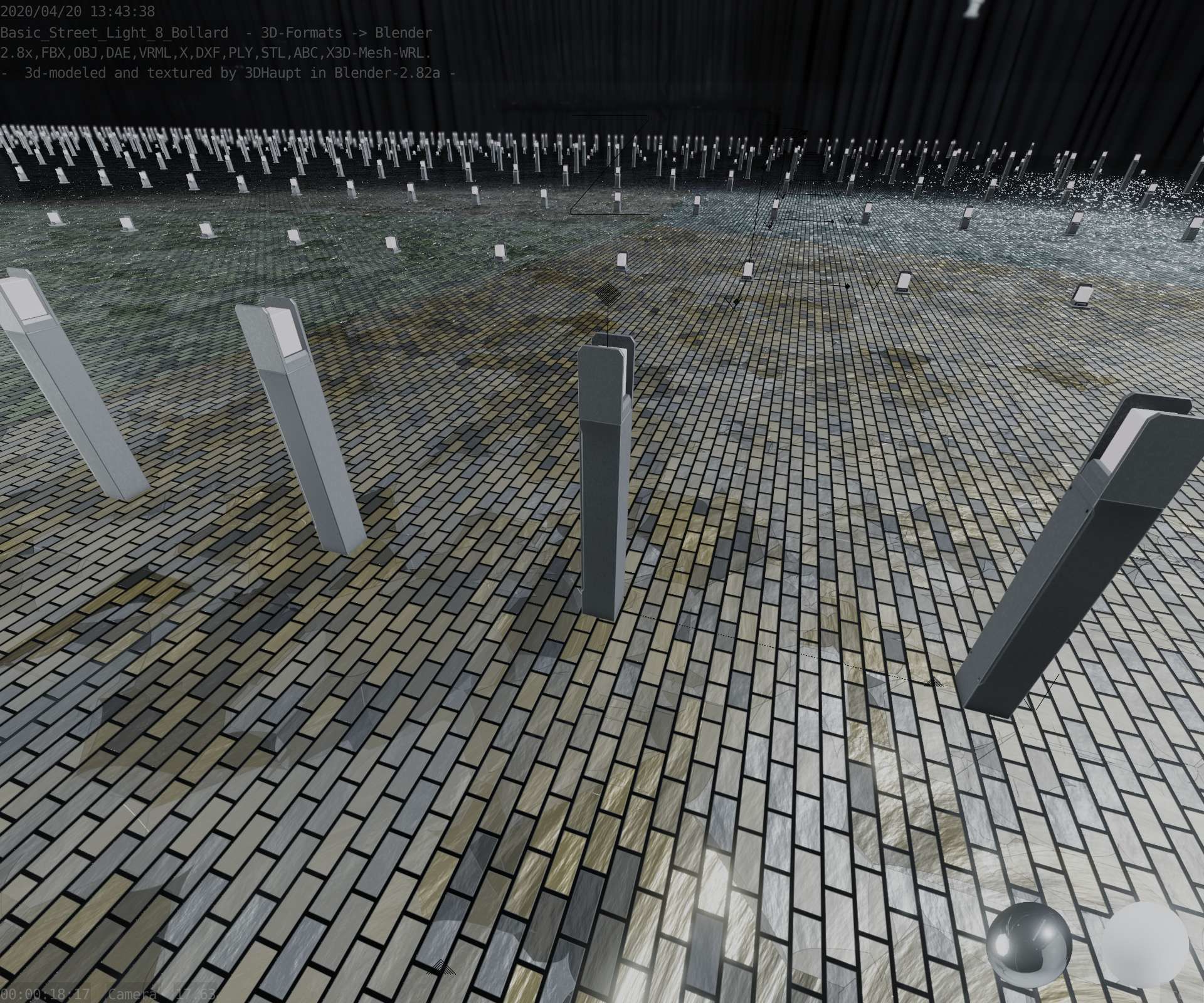 Street Light 8 Bollard 900mm Basic Version 4 Low-poly 3D model_53