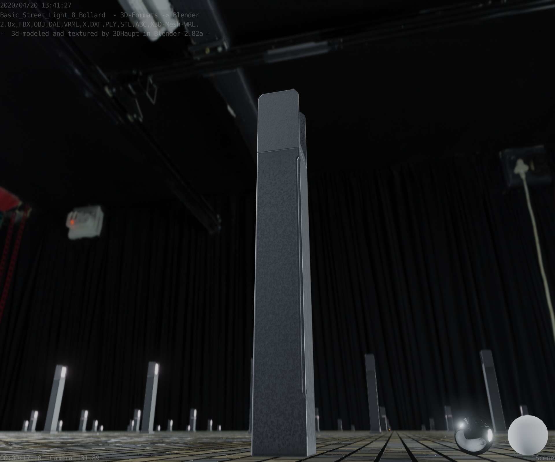 Street Light 8 Bollard 900mm Basic Version 4 Low-poly 3D model_37