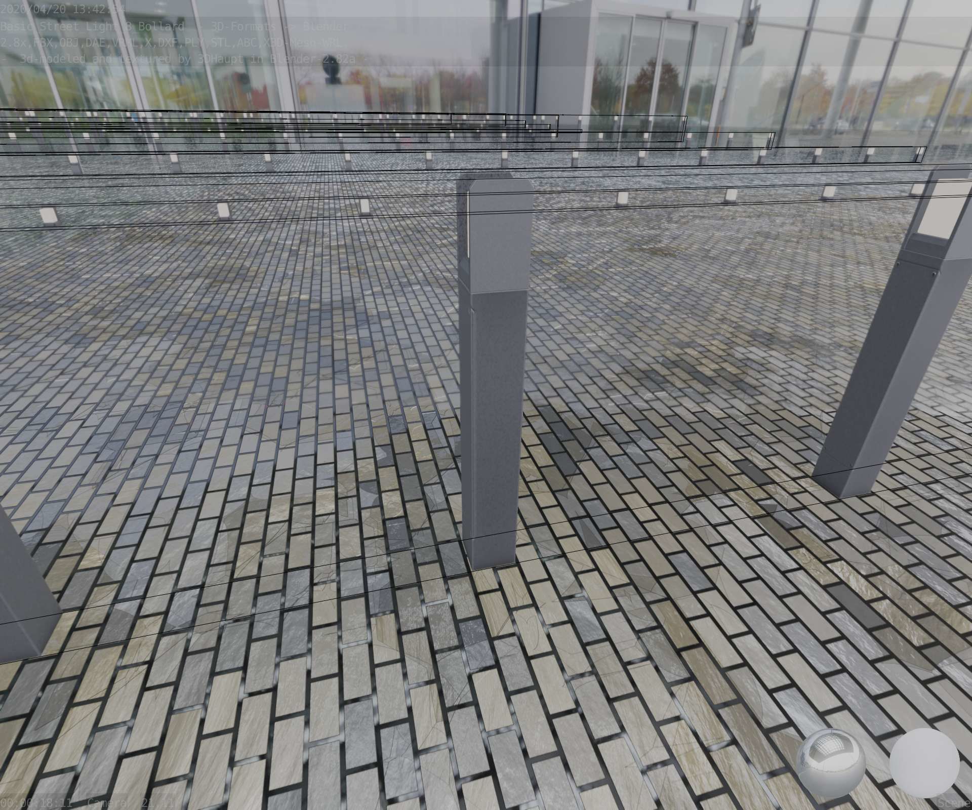 Street Light 8 Bollard 900mm Basic Version 4 Low-poly 3D model_47