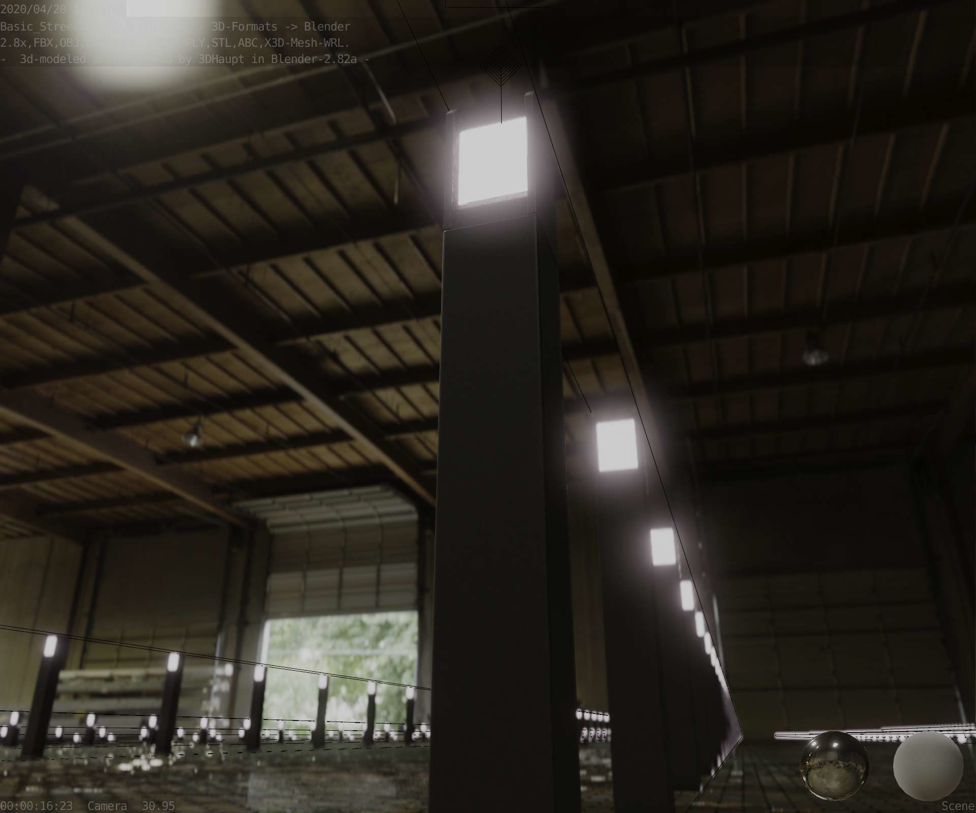 Street Light 8 Bollard 900mm Basic Version 4 Low-poly 3D model_27