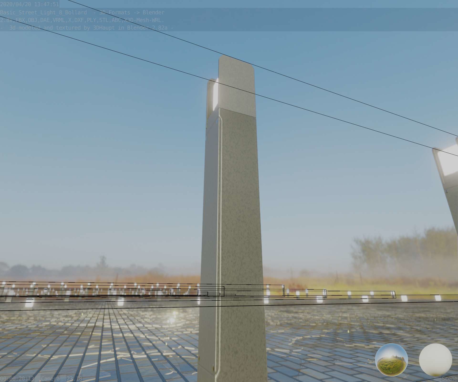 Street Light 8 Bollard 900mm Basic Version 4 Low-poly 3D model_90