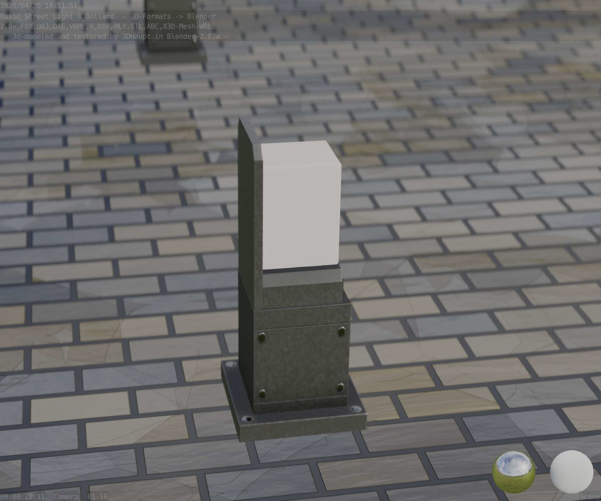 Street Light 8 Bollard 350 mm Basic Version 2 Low-poly 3D model_83
