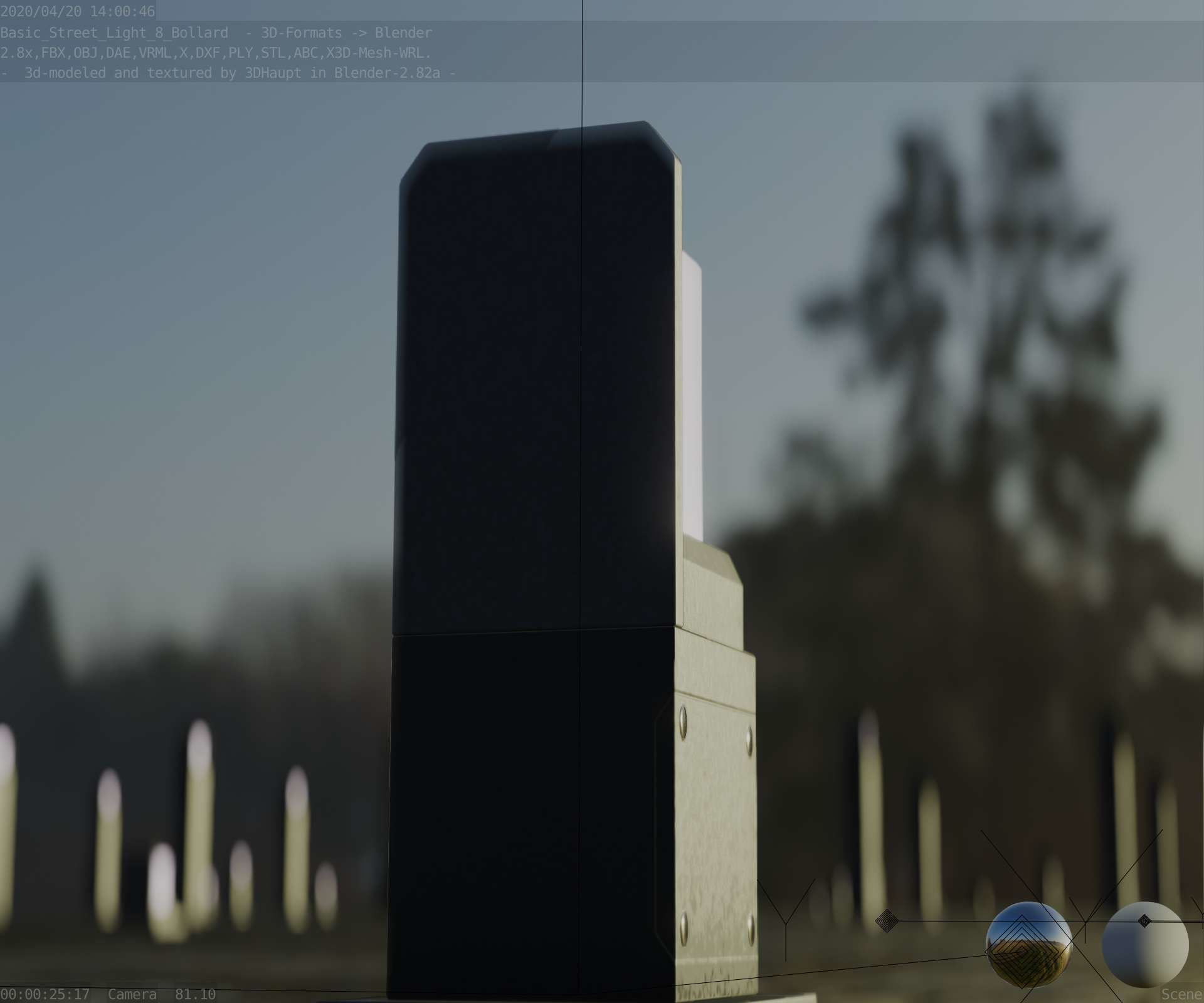 Street Light 8 Bollard 350 mm Basic Version 2 Low-poly 3D model_20