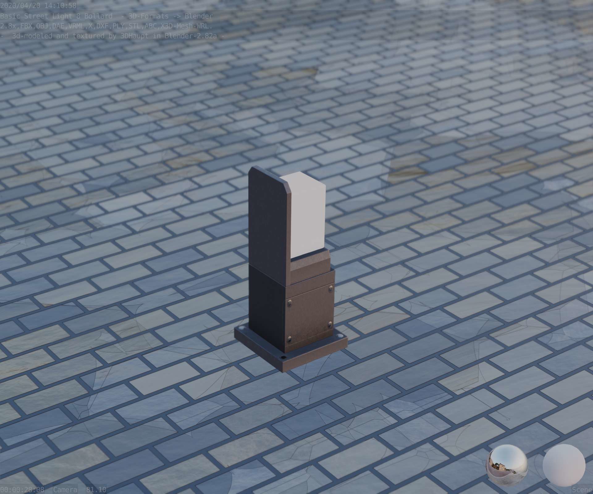 Street Light 8 Bollard 350 mm Basic Version 2 Low-poly 3D model_80