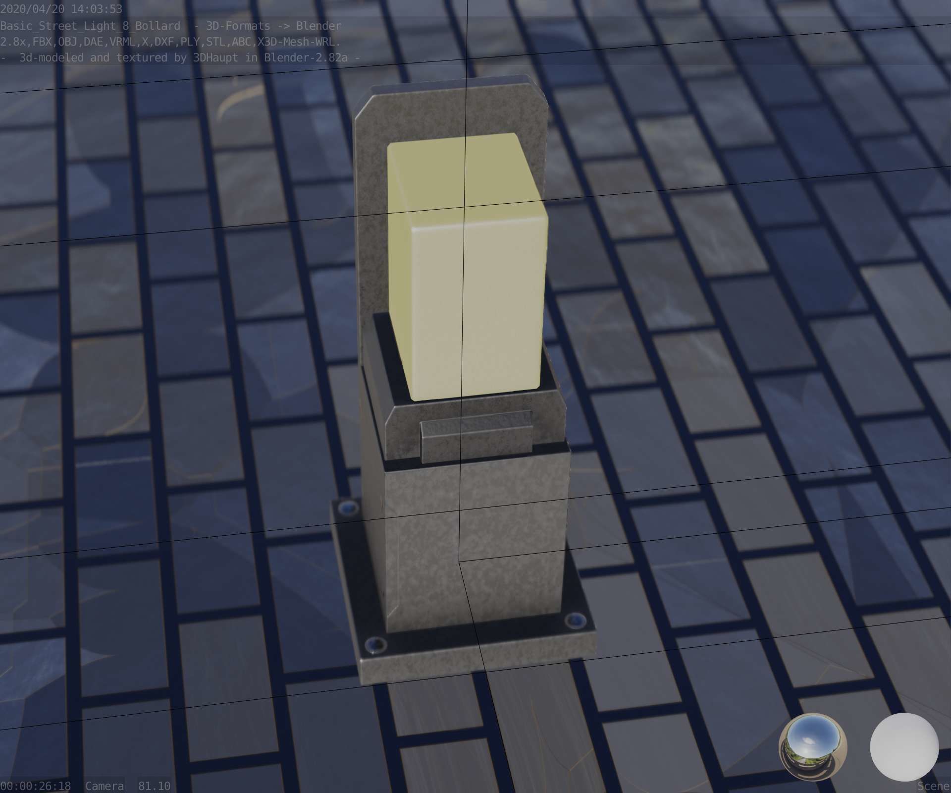 Street Light 8 Bollard 350 mm Basic Version 2 Low-poly 3D model_42