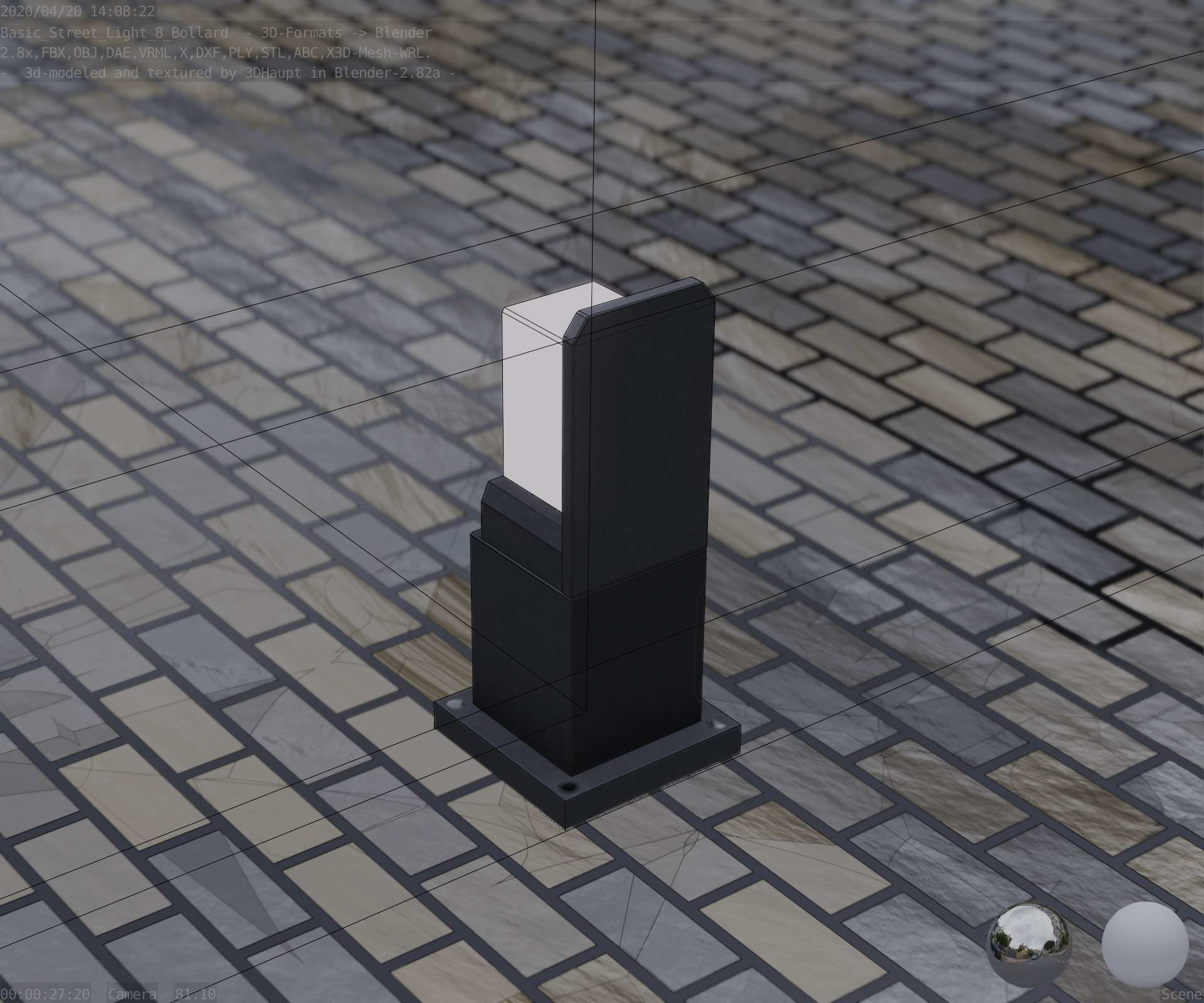 Street Light 8 Bollard 350 mm Basic Version 2 Low-poly 3D model_68