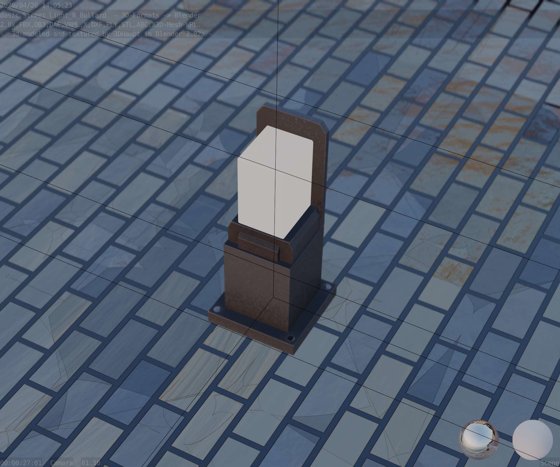 Street Light 8 Bollard 350 mm Basic Version 2 Low-poly 3D model_49