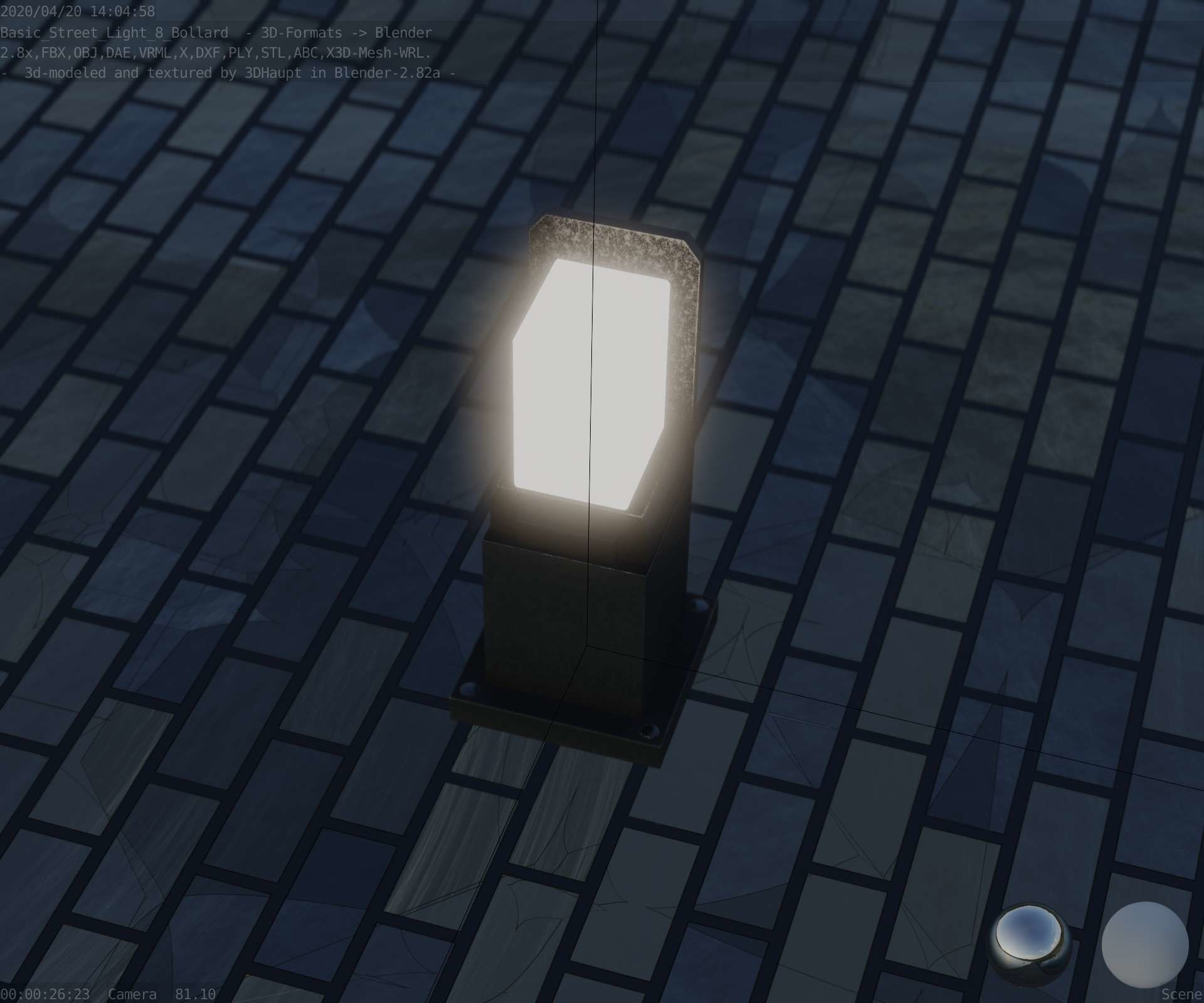 Street Light 8 Bollard 350 mm Basic Version 2 Low-poly 3D model_47