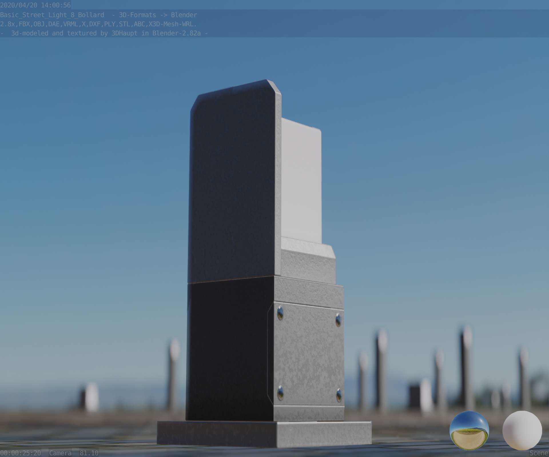 Street Light 8 Bollard 350 mm Basic Version 2 Low-poly 3D model_2