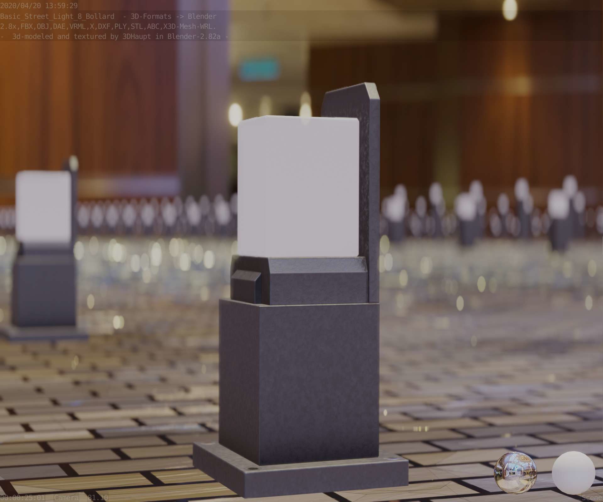 Street Light 8 Bollard 350 mm Basic Version 2 Low-poly 3D model_4