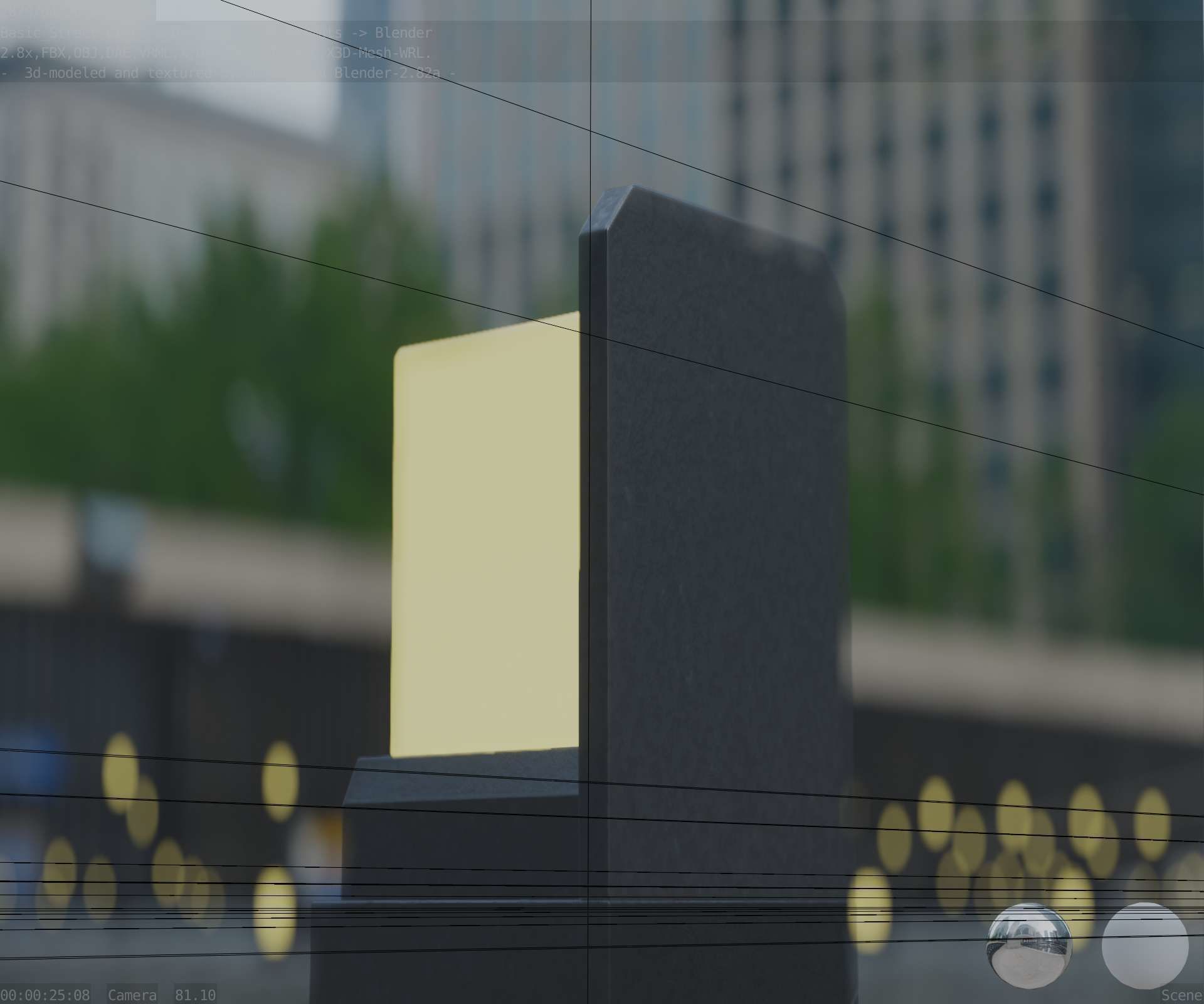 Street Light 8 Bollard 350 mm Basic Version 2 Low-poly 3D model_11