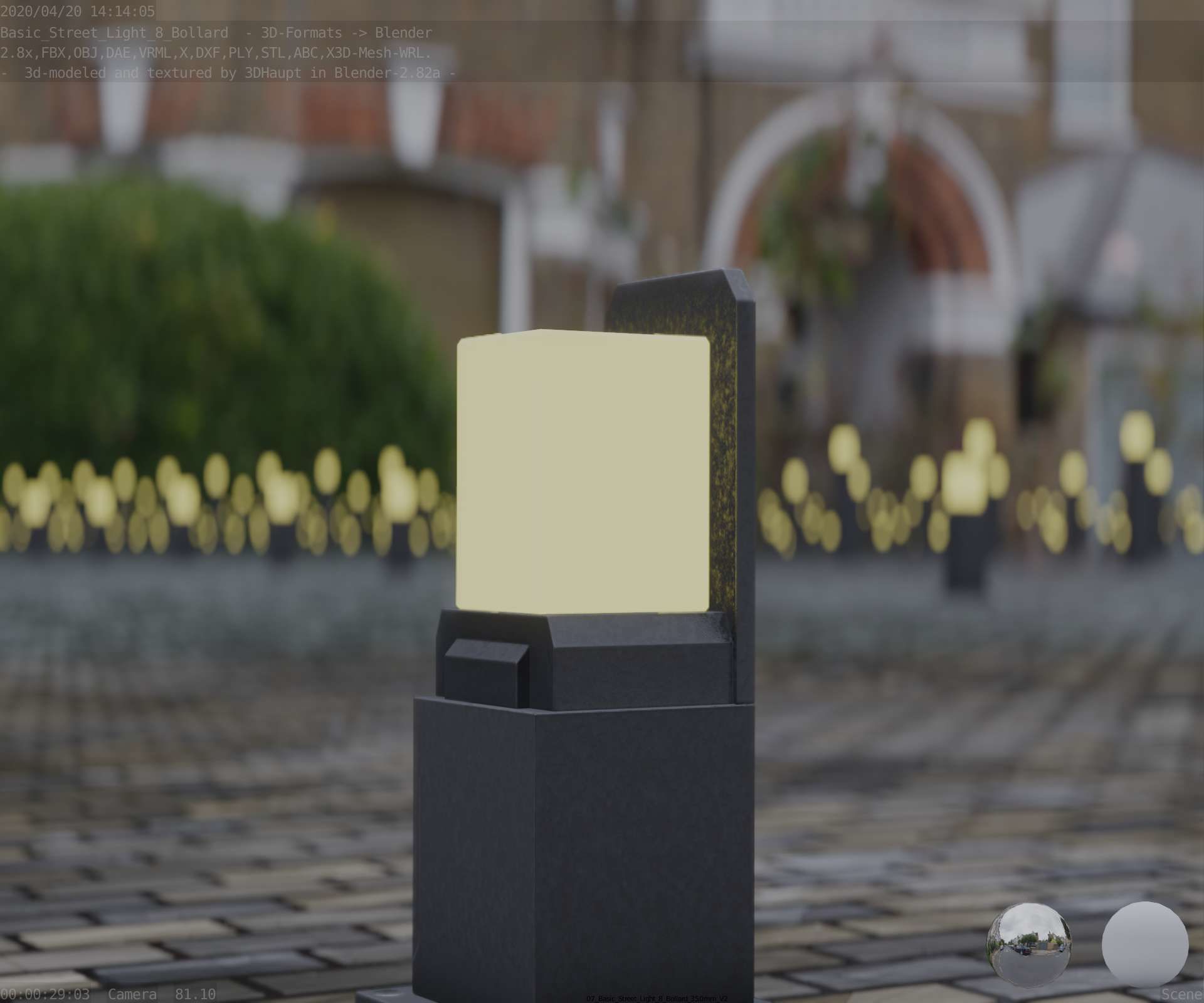 Street Light 8 Bollard 350 mm Basic Version 2 Low-poly 3D model_99