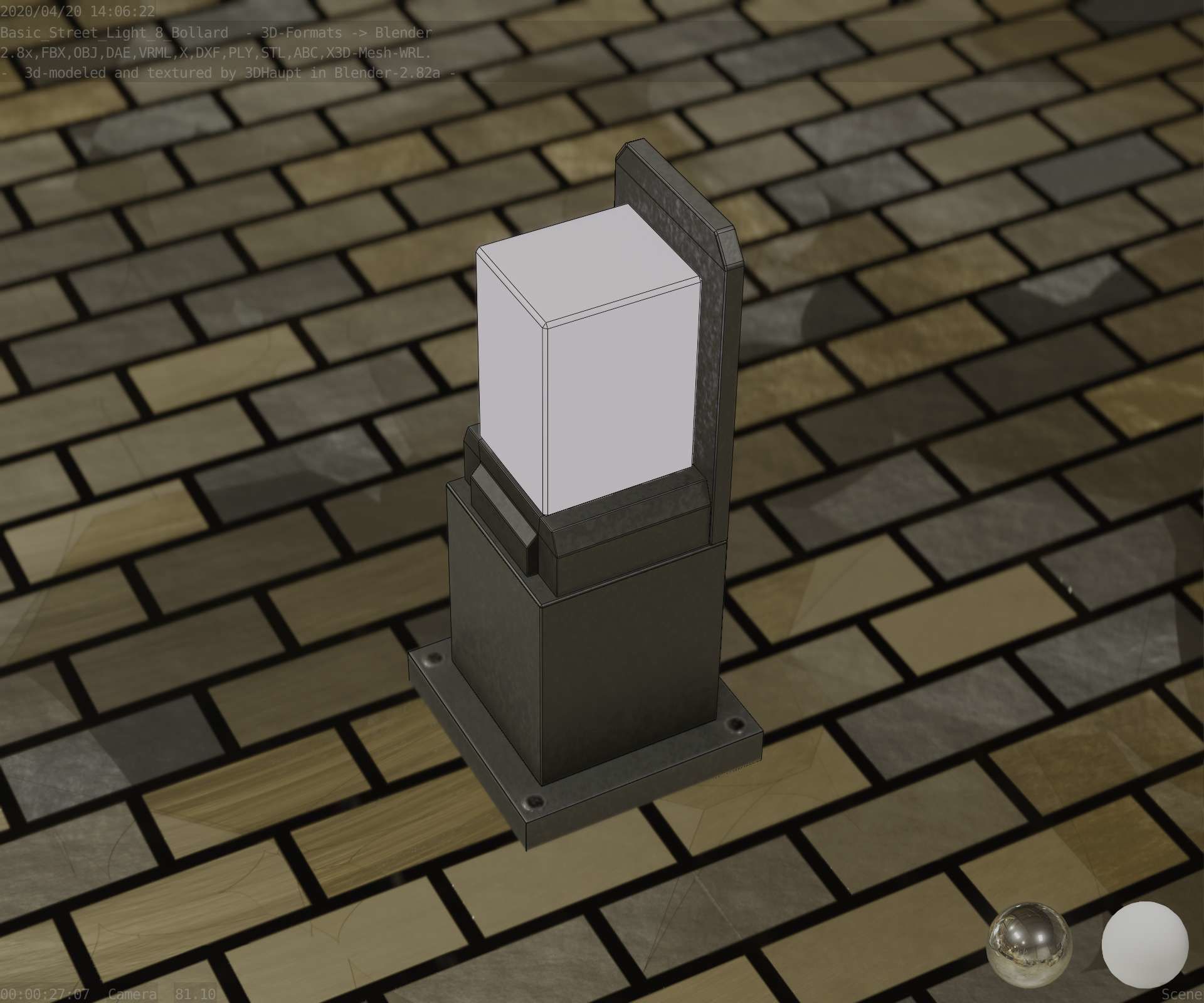 Street Light 8 Bollard 350 mm Basic Version 2 Low-poly 3D model_55