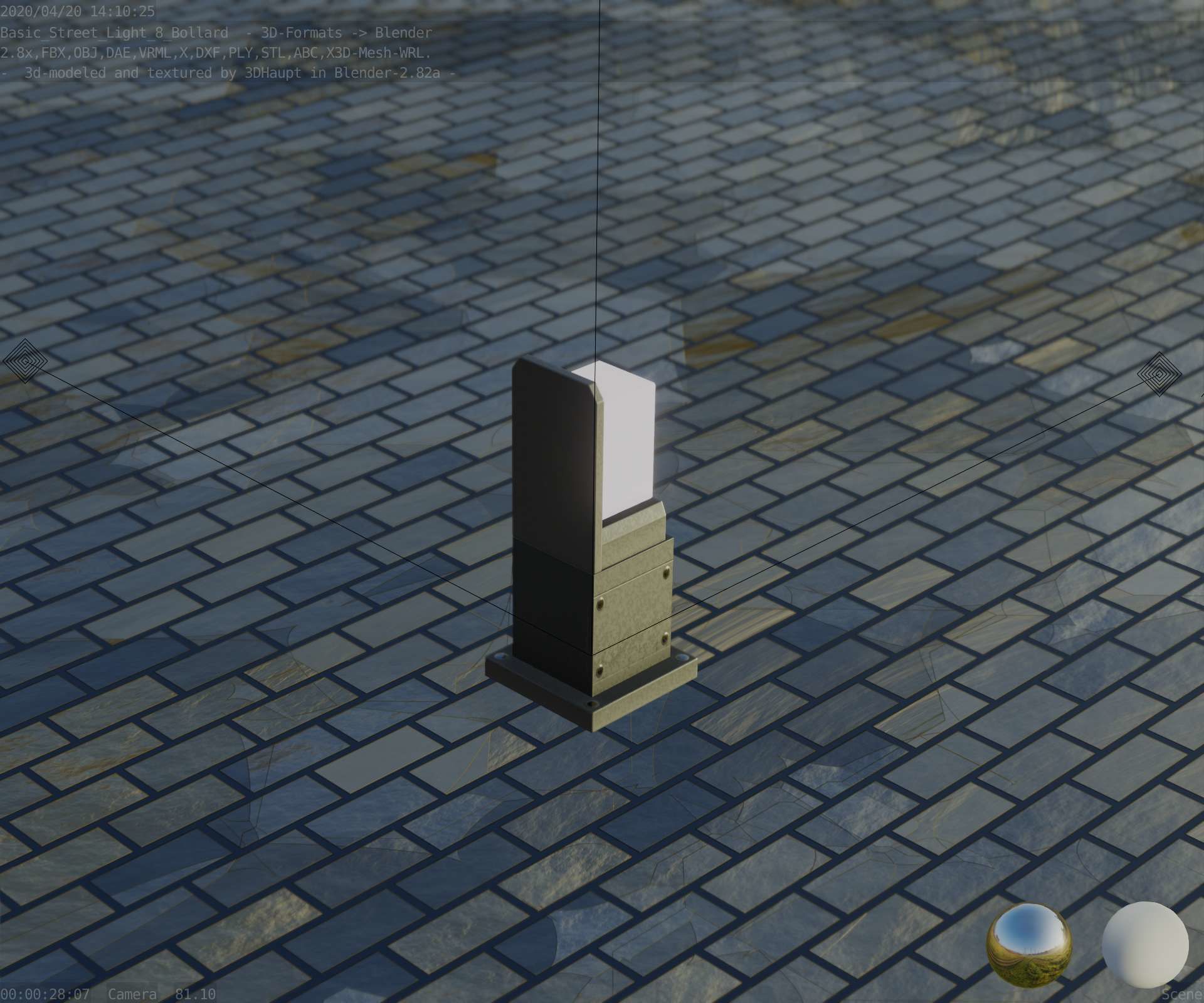 Street Light 8 Bollard 350 mm Basic Version 2 Low-poly 3D model_79
