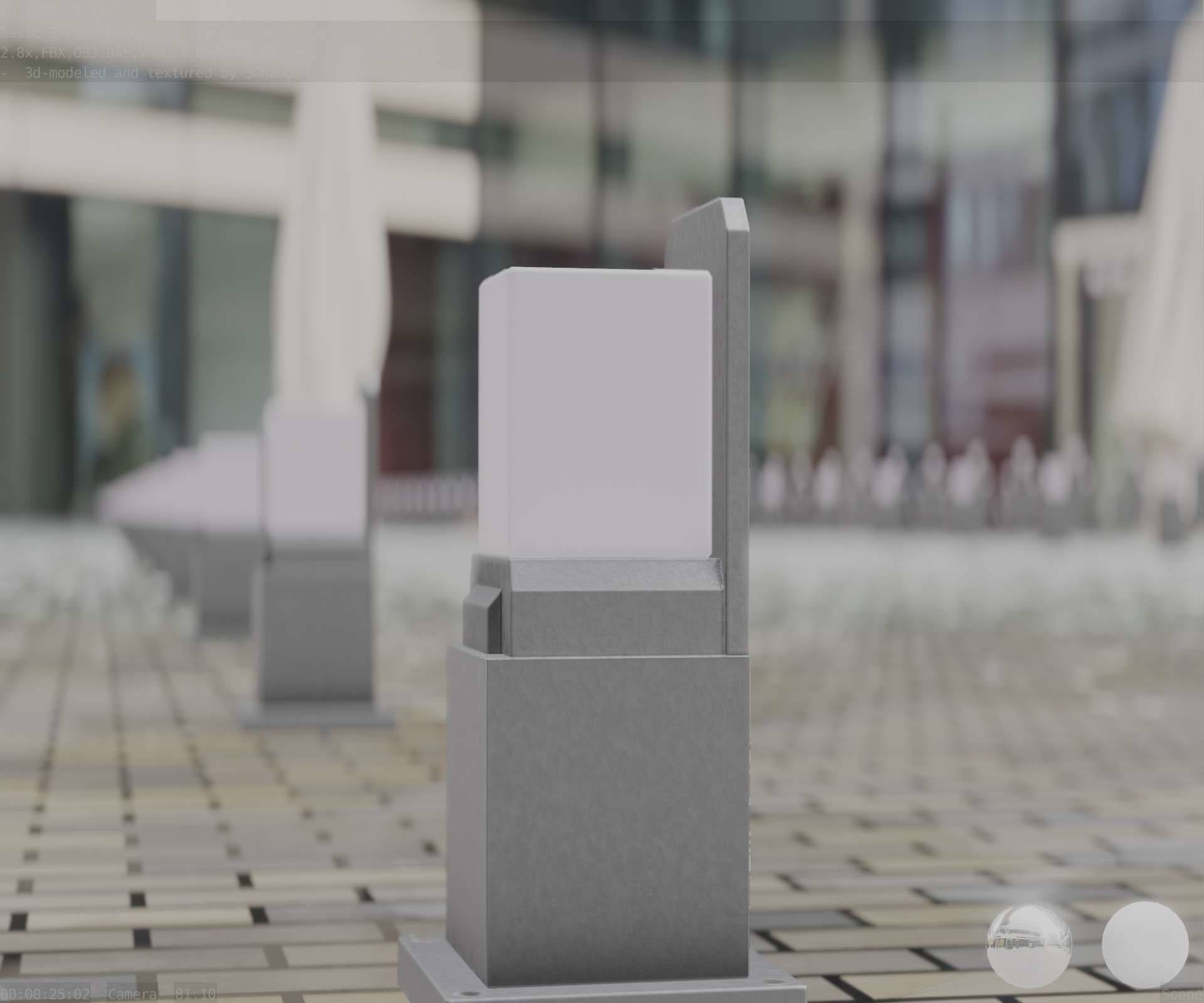 Street Light 8 Bollard 350 mm Basic Version 2 Low-poly 3D model_5