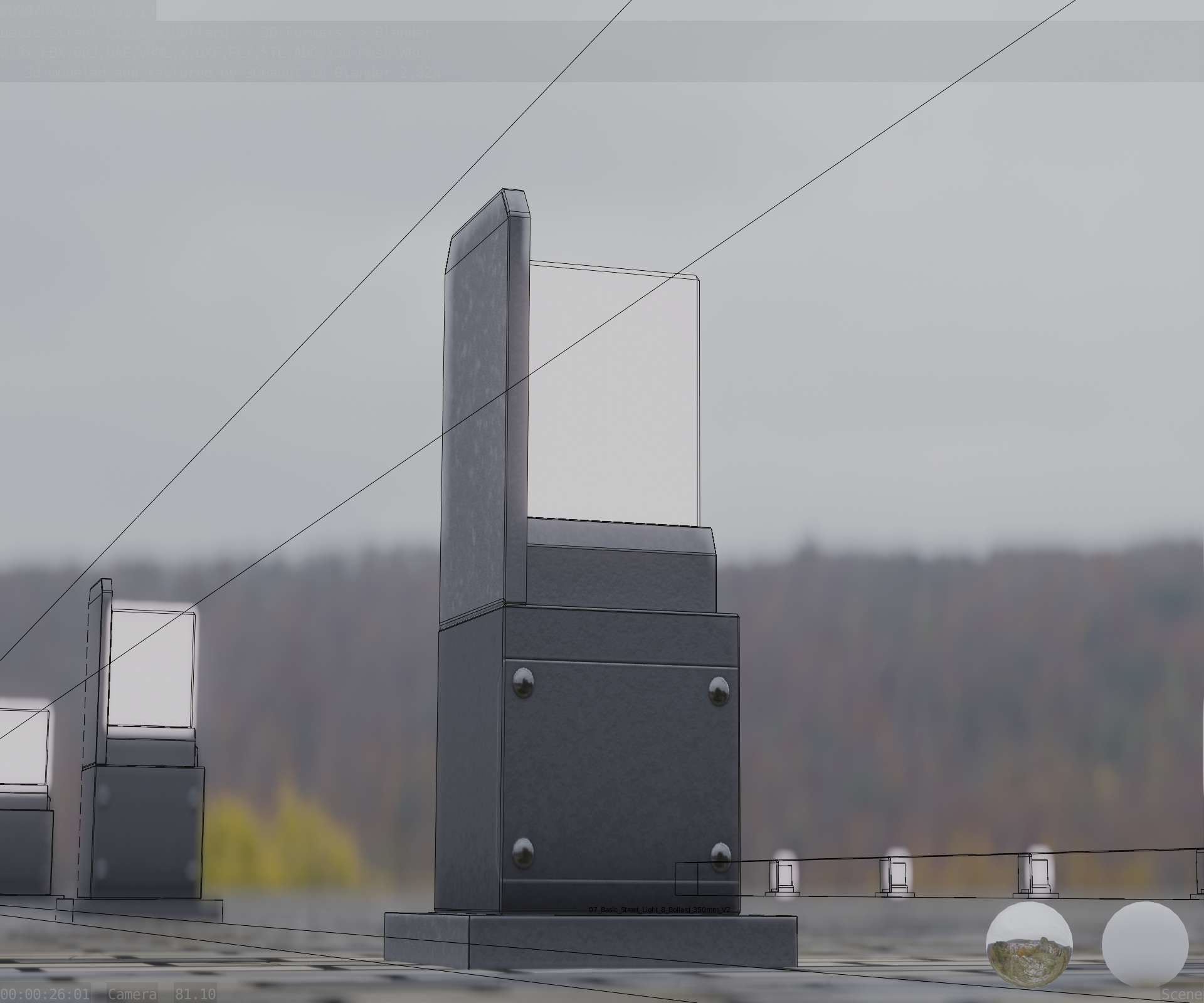 Street Light 8 Bollard 350 mm Basic Version 2 Low-poly 3D model_27