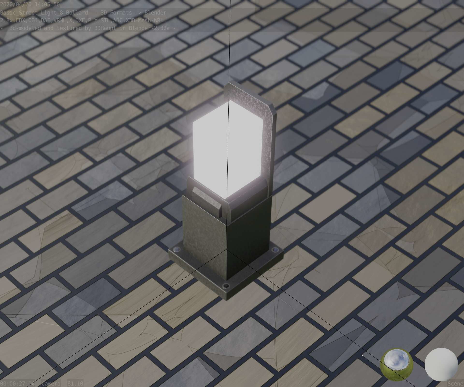 Street Light 8 Bollard 350 mm Basic Version 2 Low-poly 3D model_52