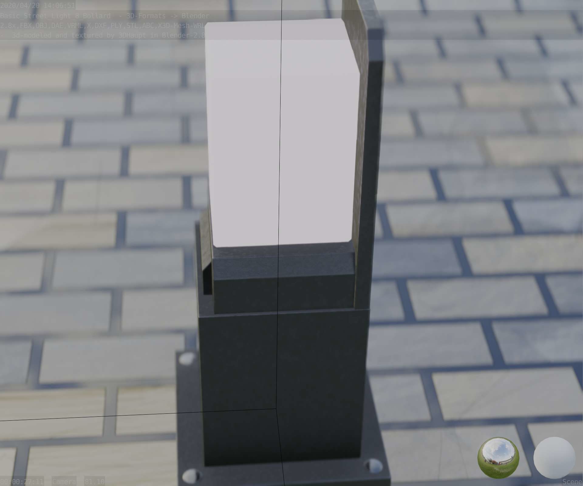 Street Light 8 Bollard 350 mm Basic Version 2 Low-poly 3D model_59