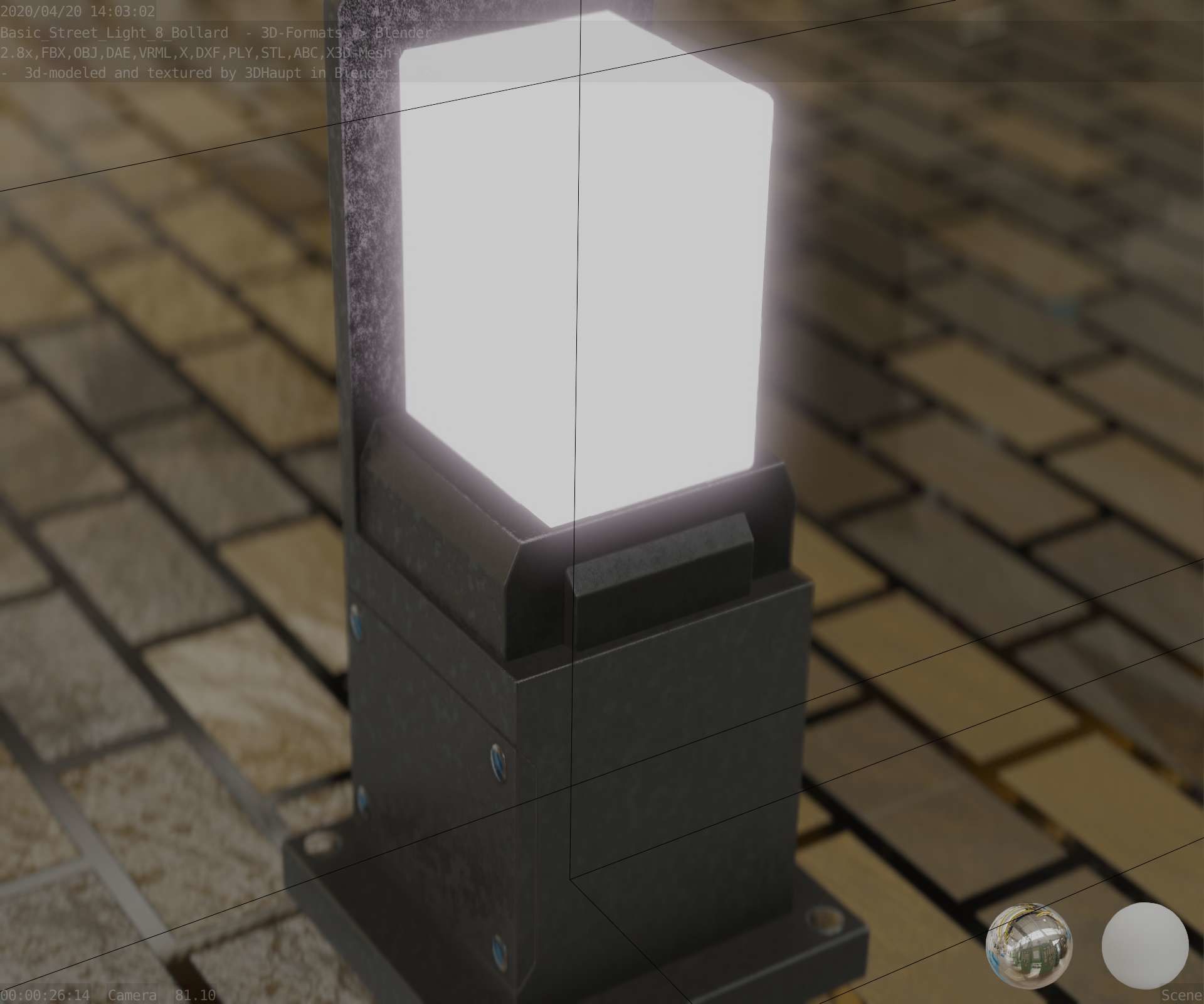 Street Light 8 Bollard 350 mm Basic Version 2 Low-poly 3D model_38