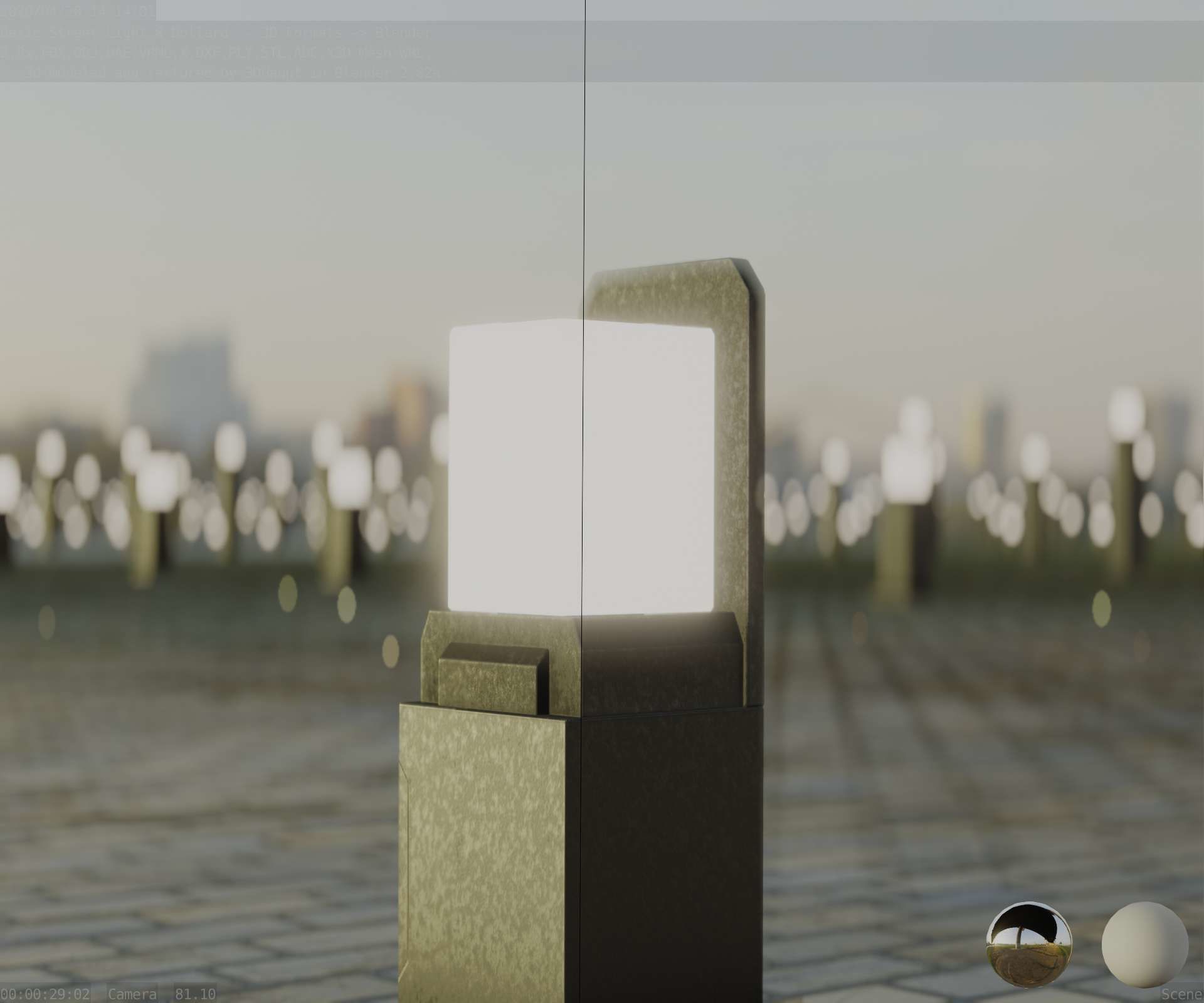 Street Light 8 Bollard 350 mm Basic Version 2 Low-poly 3D model_98