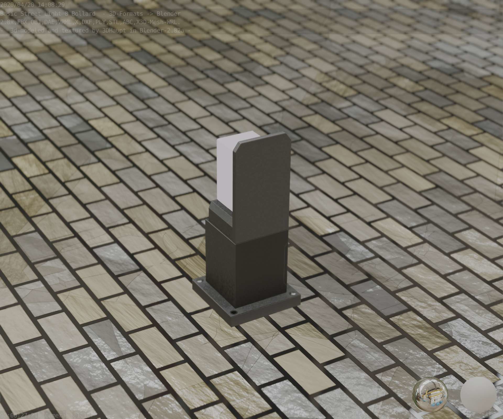 Street Light 8 Bollard 350 mm Basic Version 2 Low-poly 3D model_69