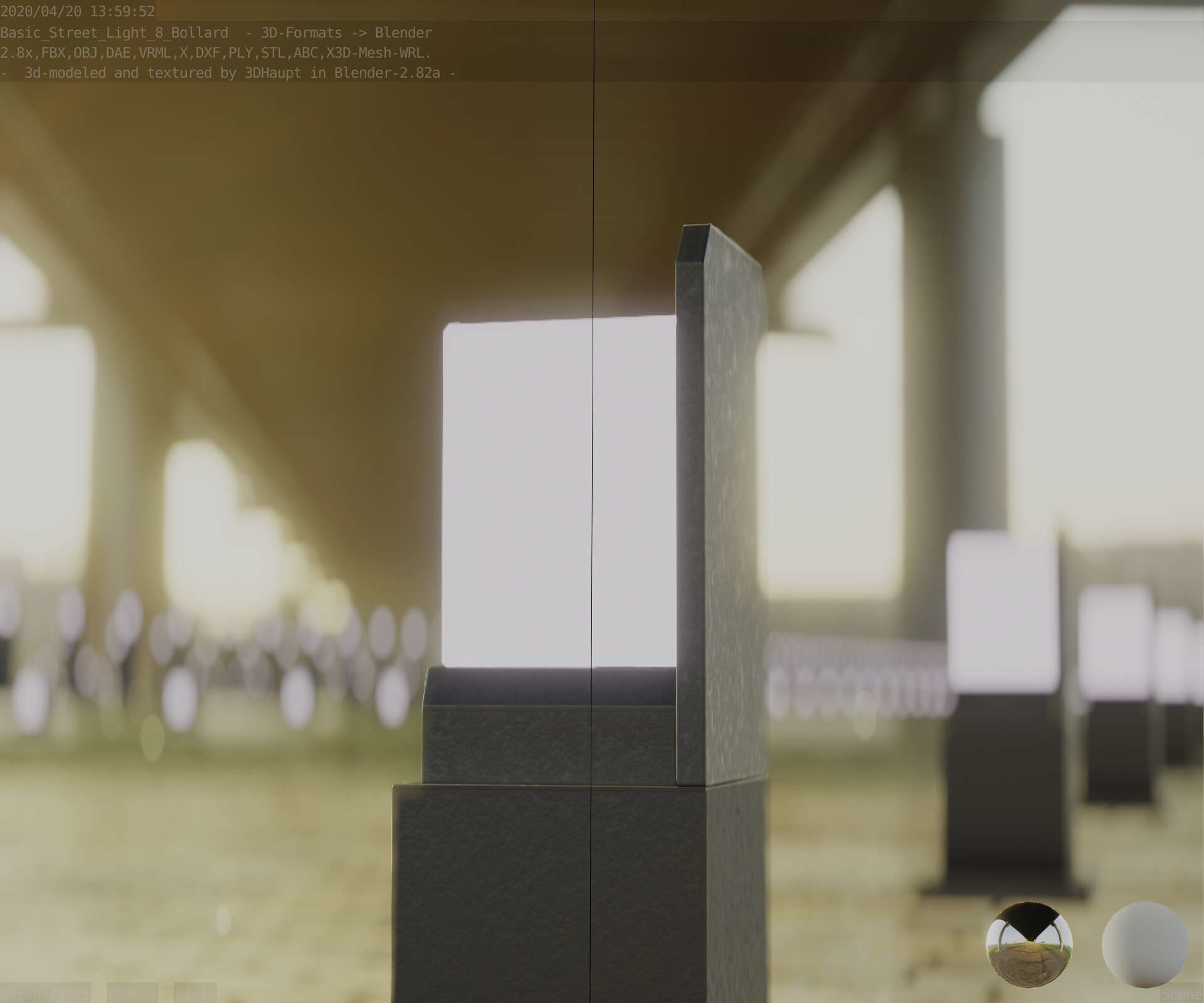 Street Light 8 Bollard 350 mm Basic Version 2 Low-poly 3D model_8