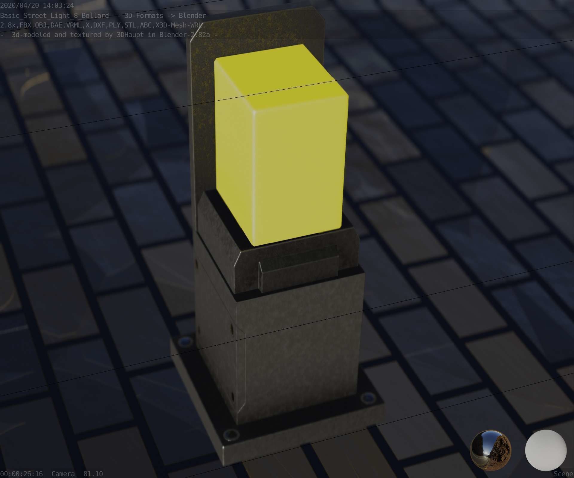 Street Light 8 Bollard 350 mm Basic Version 2 Low-poly 3D model_40