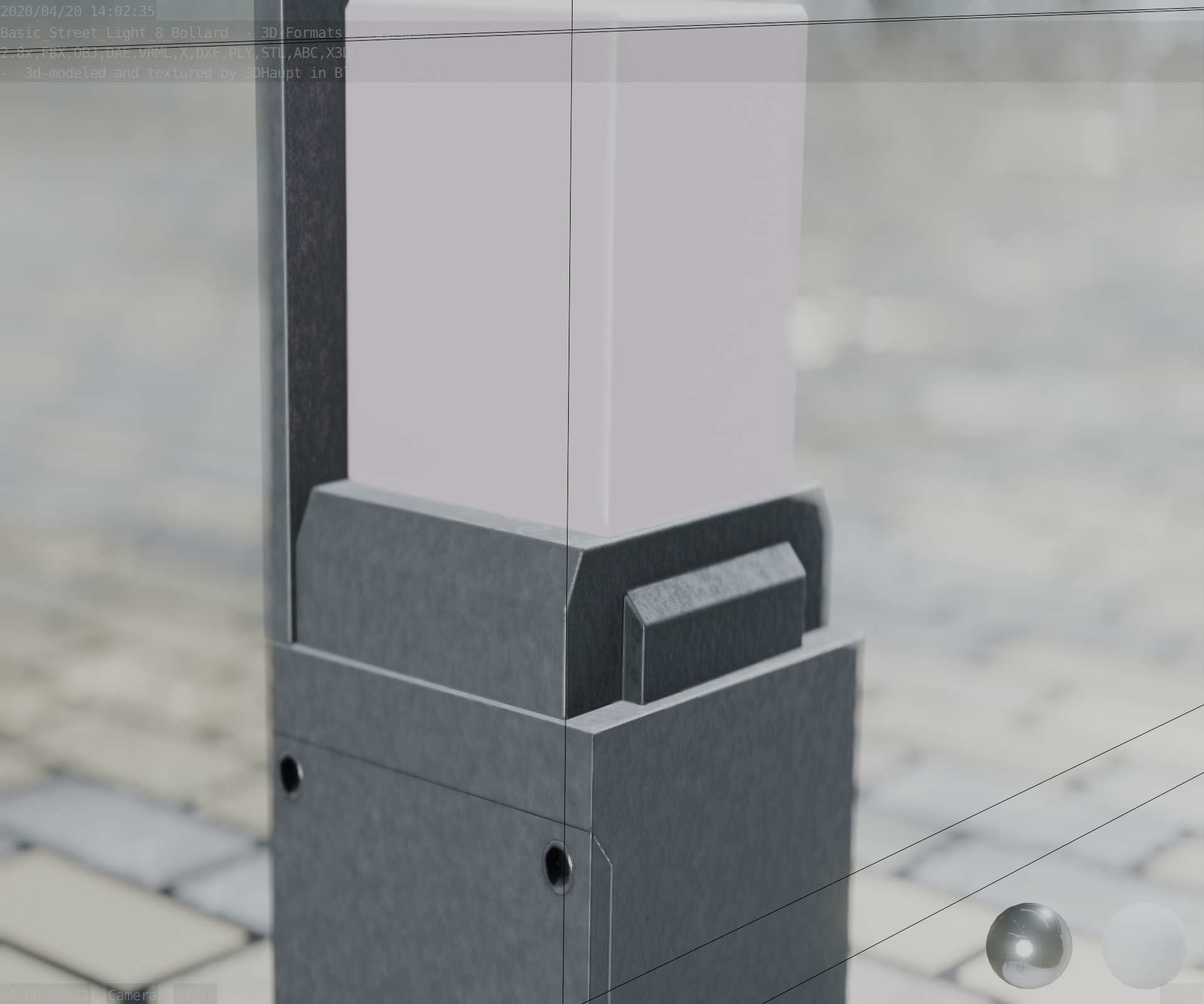 Street Light 8 Bollard 350 mm Basic Version 2 Low-poly 3D model_1
