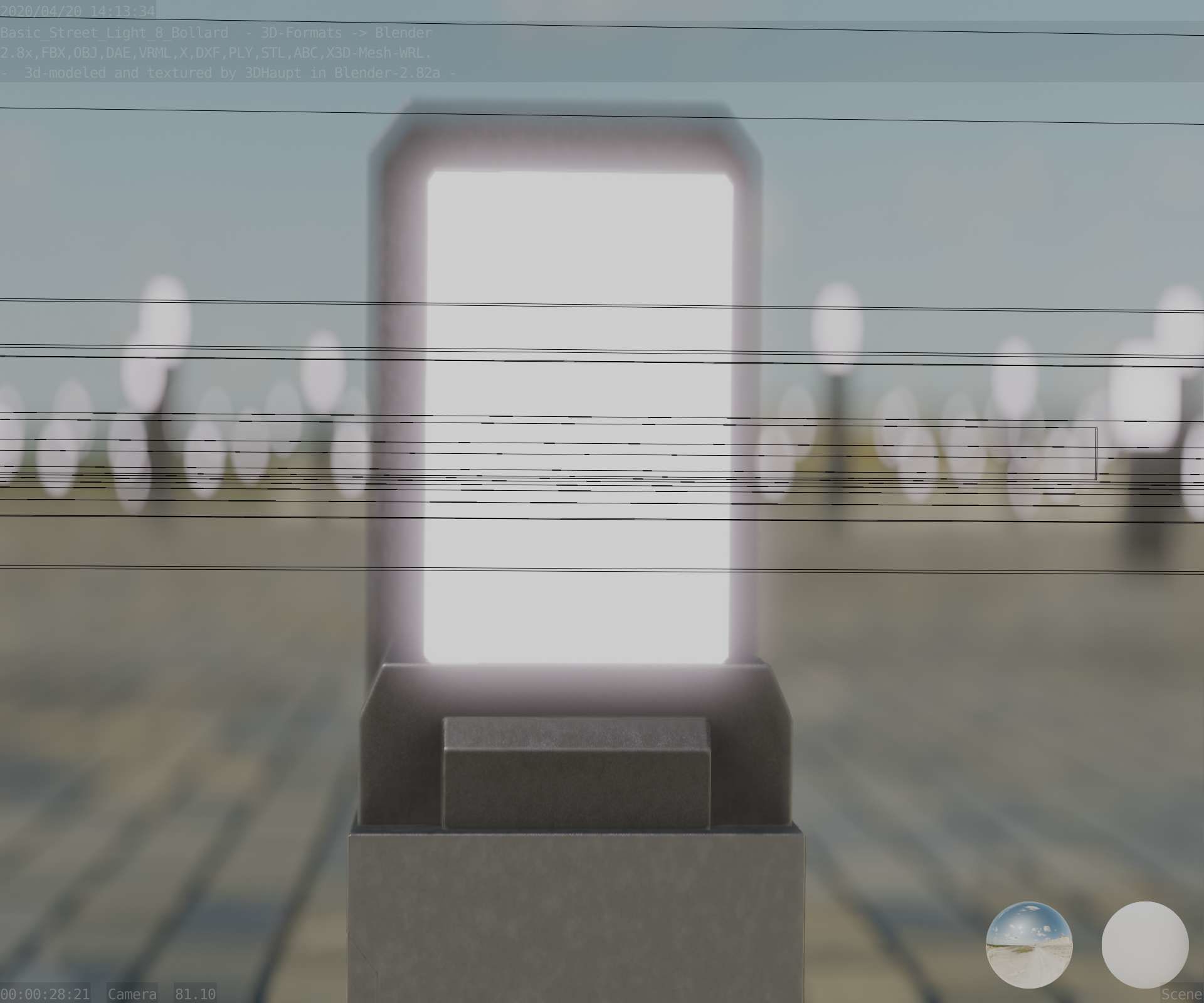 Street Light 8 Bollard 350 mm Basic Version 2 Low-poly 3D model_93