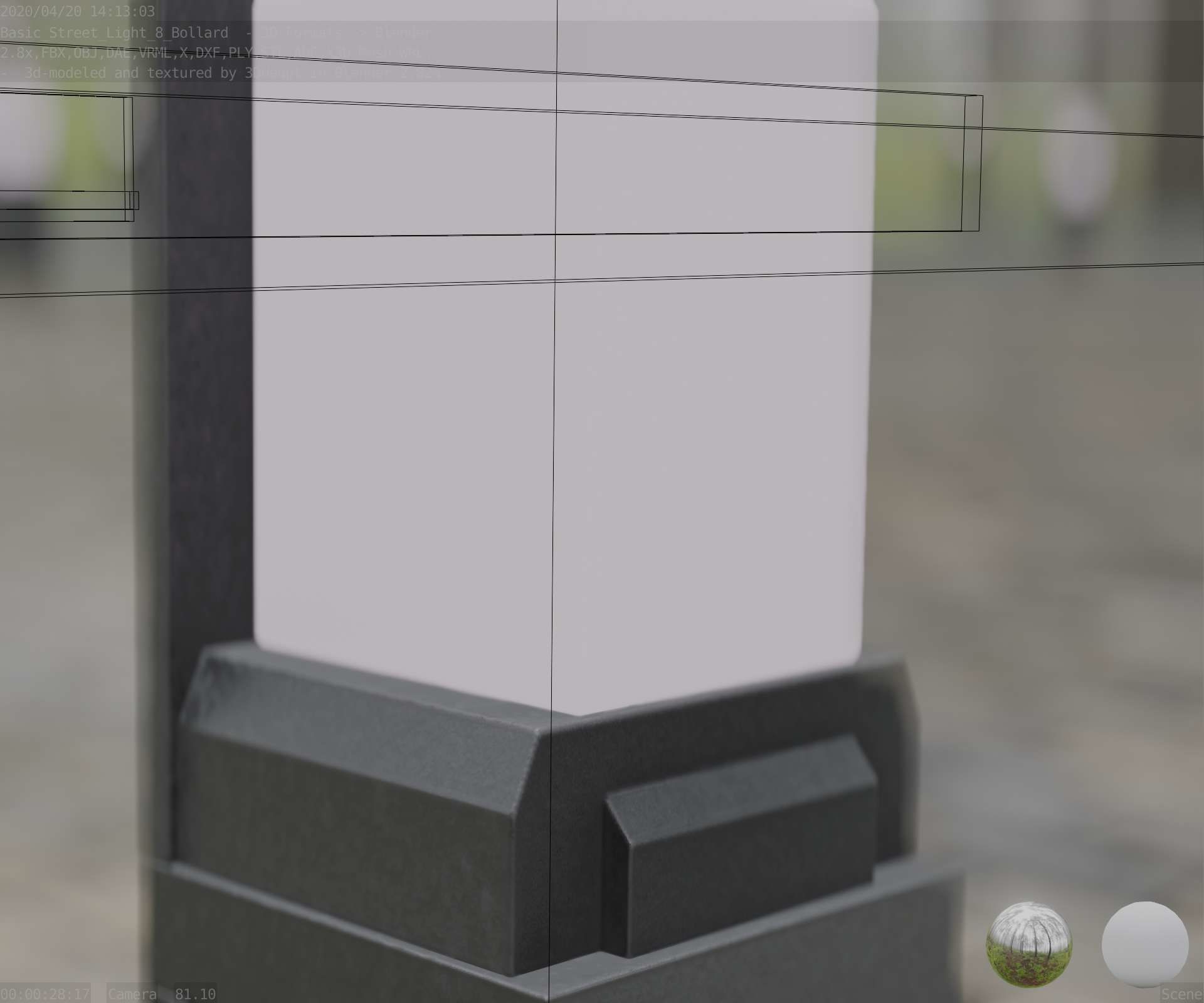Street Light 8 Bollard 350 mm Basic Version 2 Low-poly 3D model_89