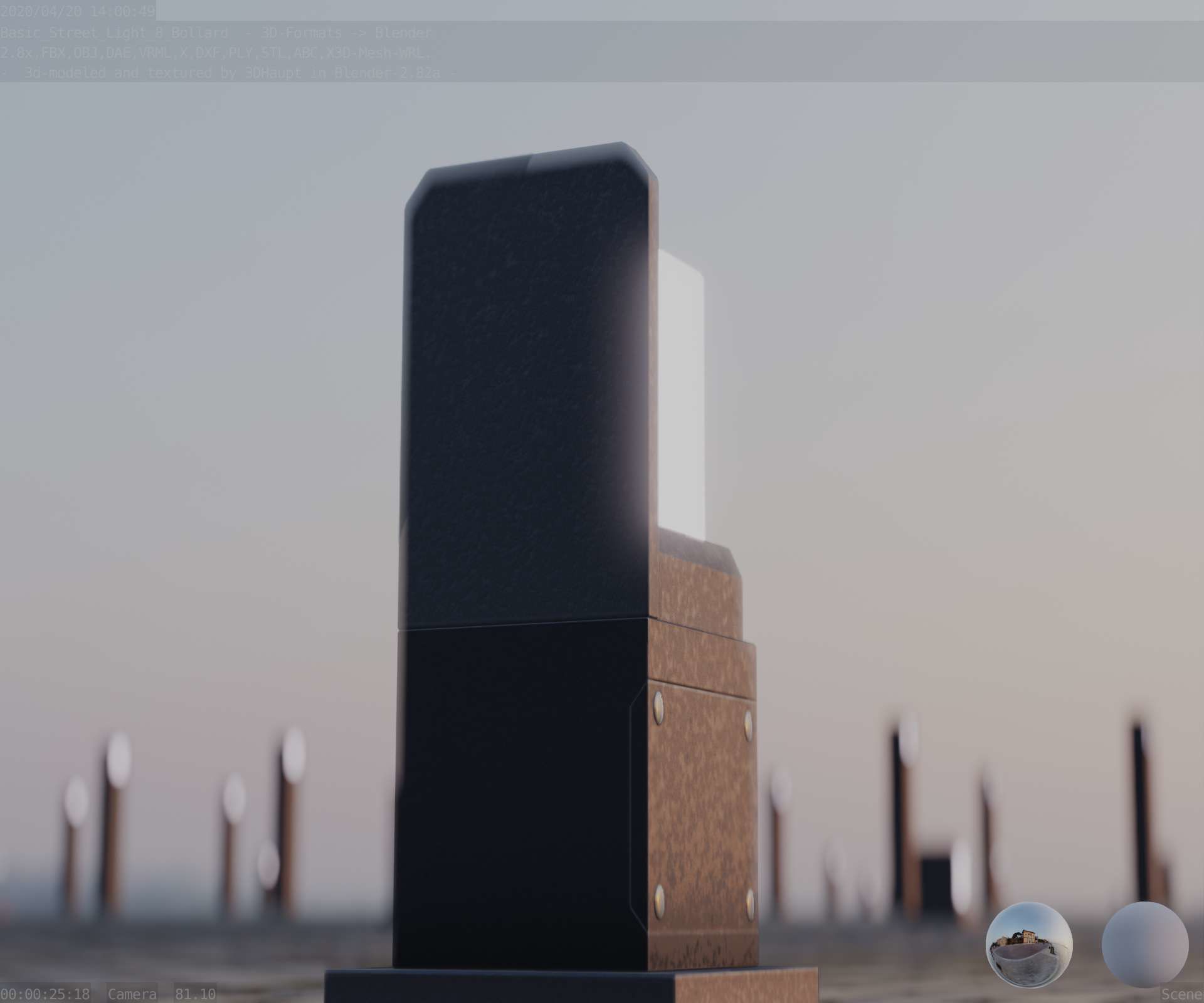 Street Light 8 Bollard 350 mm Basic Version 2 Low-poly 3D model_21