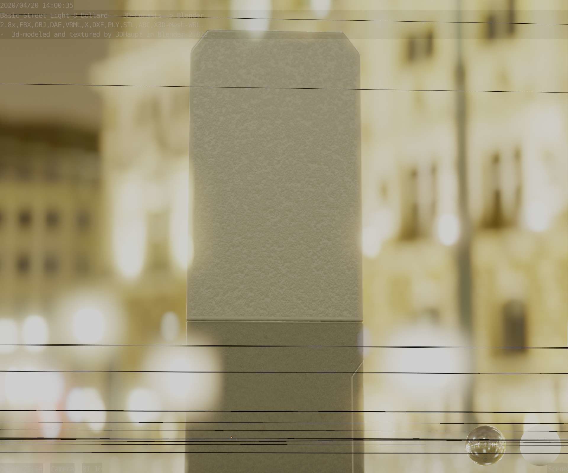 Street Light 8 Bollard 350 mm Basic Version 2 Low-poly 3D model_17