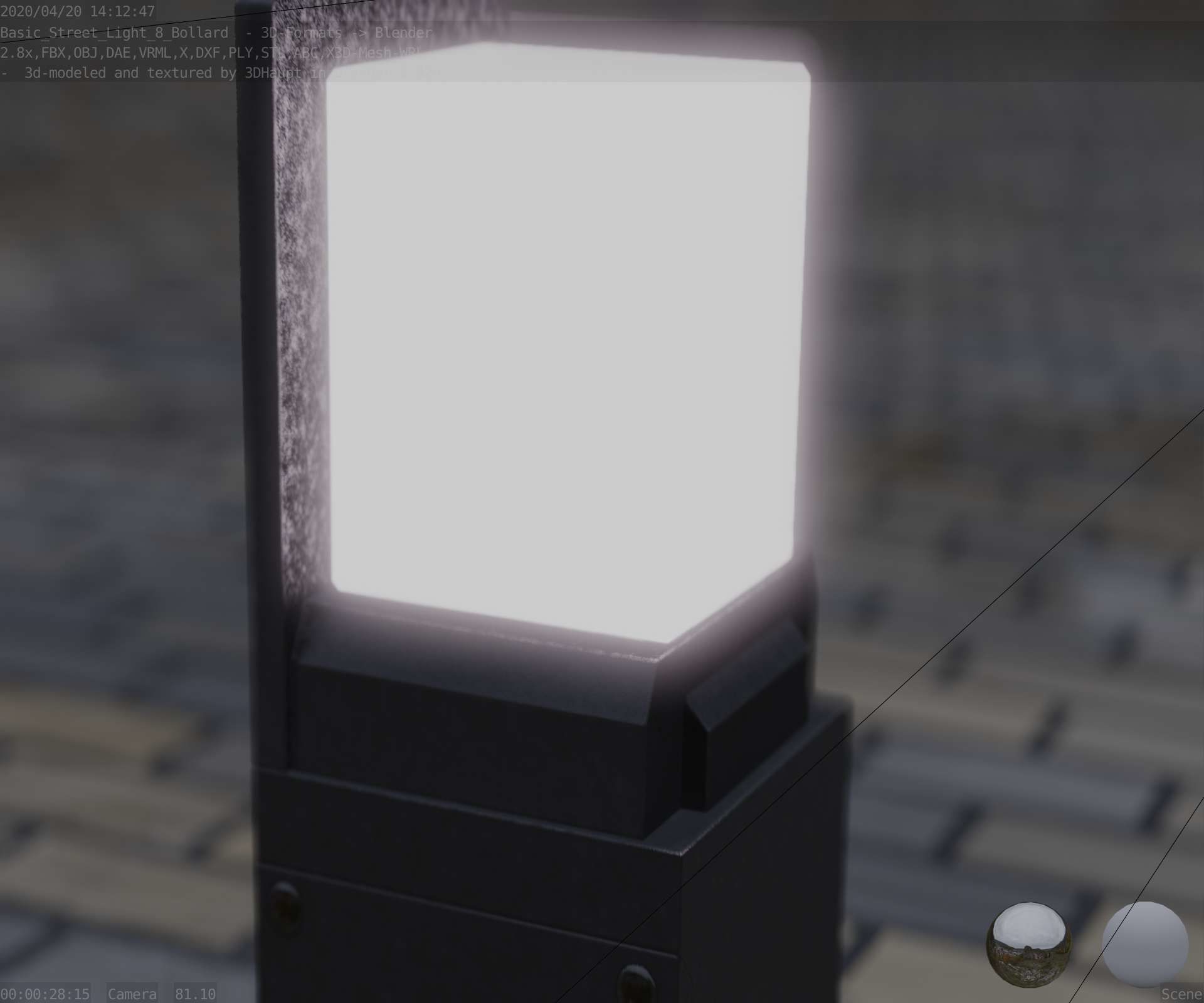 Street Light 8 Bollard 350 mm Basic Version 2 Low-poly 3D model_87