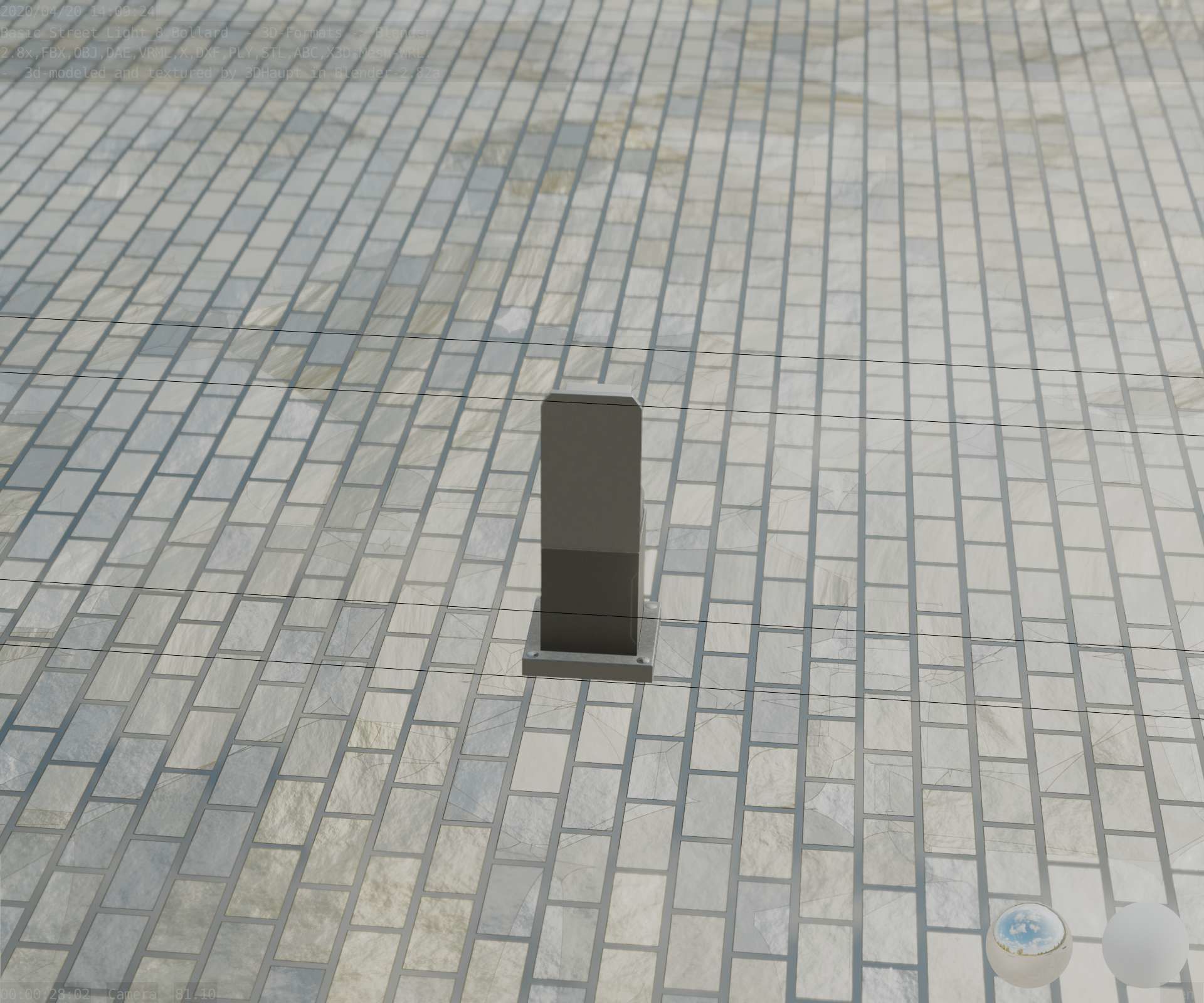 Street Light 8 Bollard 350 mm Basic Version 2 Low-poly 3D model_74