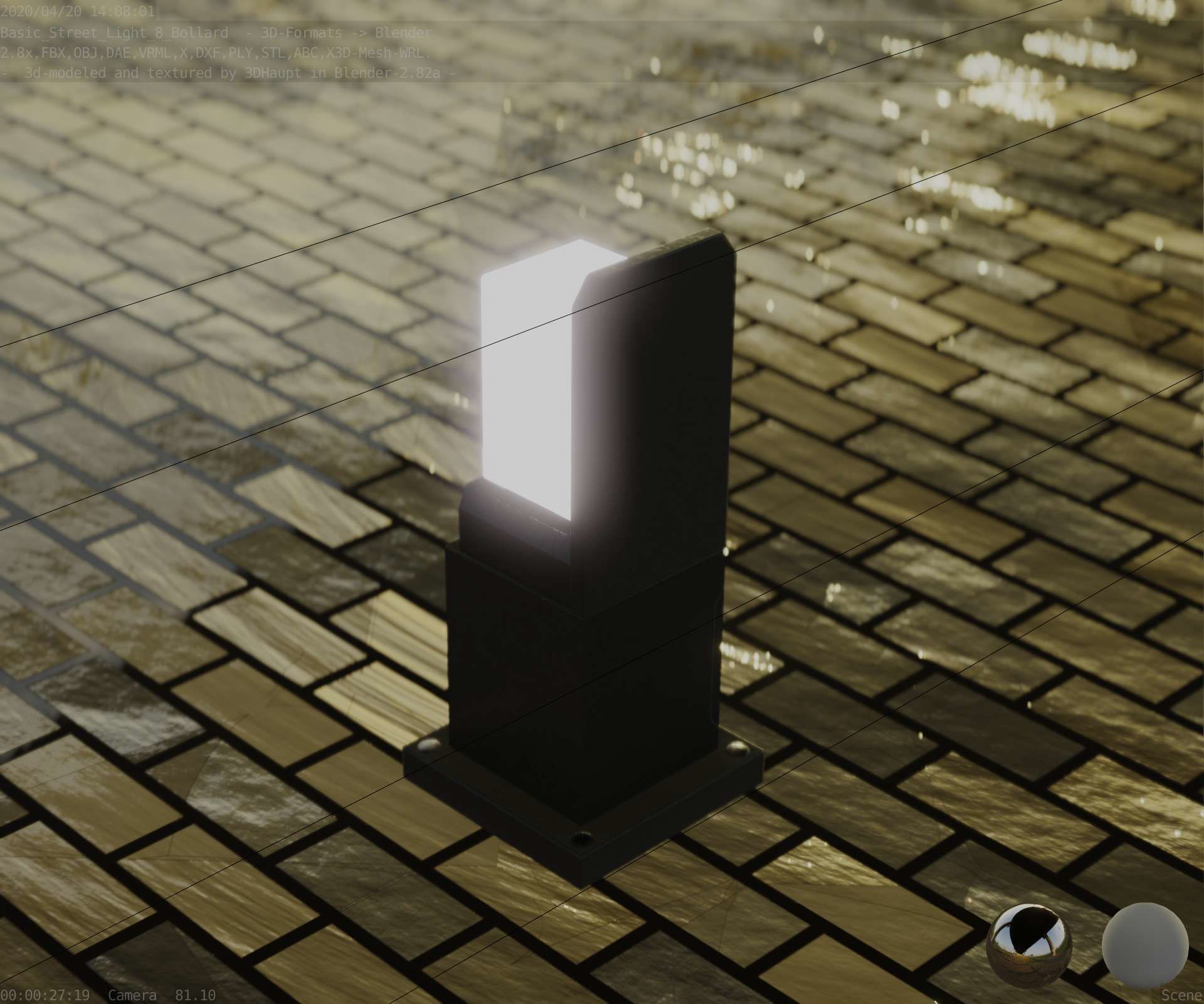 Street Light 8 Bollard 350 mm Basic Version 2 Low-poly 3D model_67