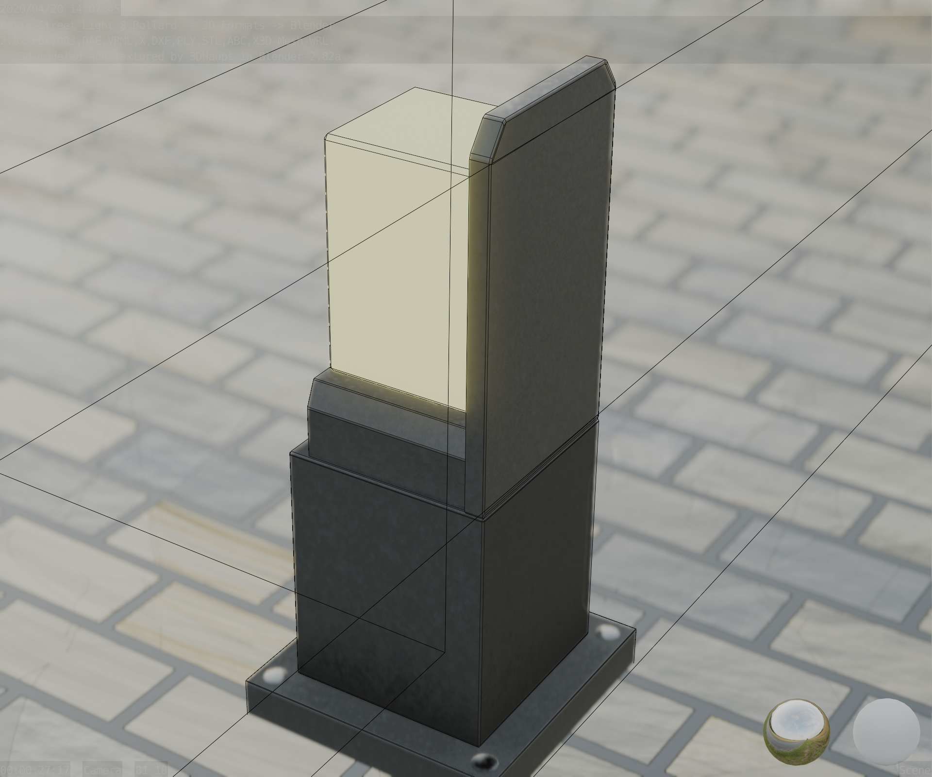 Street Light 8 Bollard 350 mm Basic Version 2 Low-poly 3D model_65
