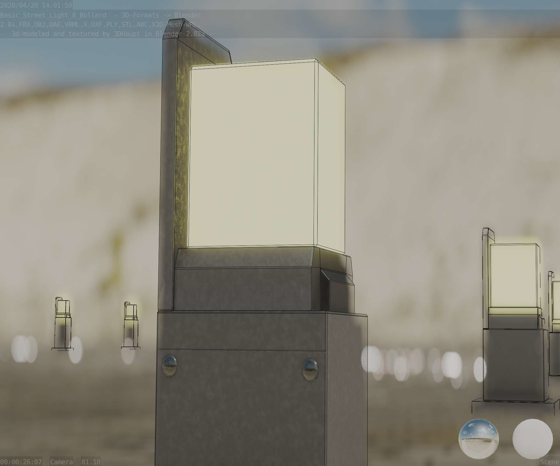 Street Light 8 Bollard 350 mm Basic Version 2 Low-poly 3D model_33