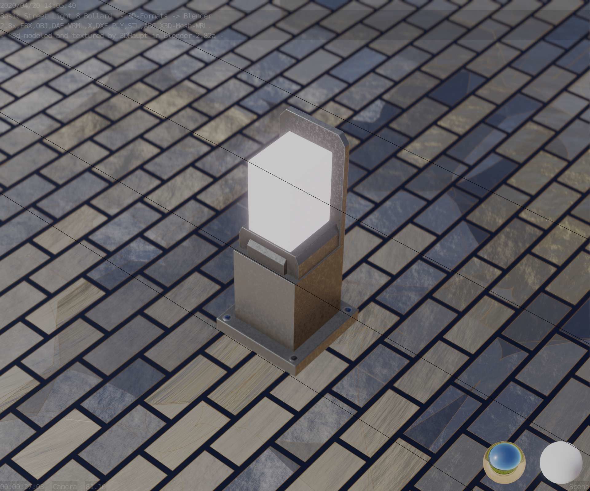 Street Light 8 Bollard 350 mm Basic Version 2 Low-poly 3D model_51