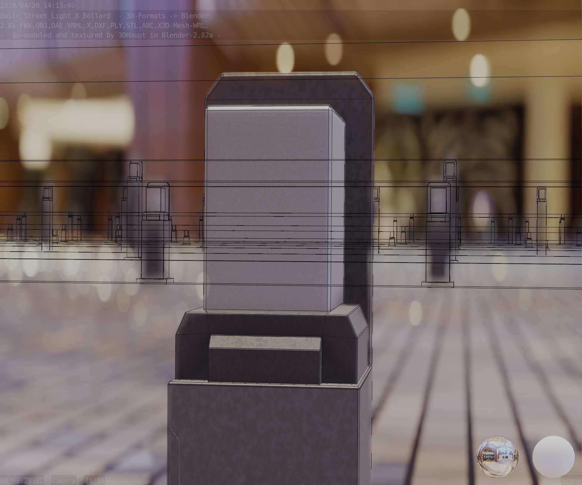 Street Light 8 Bollard 350 mm Basic Version 2 Low-poly 3D model_94