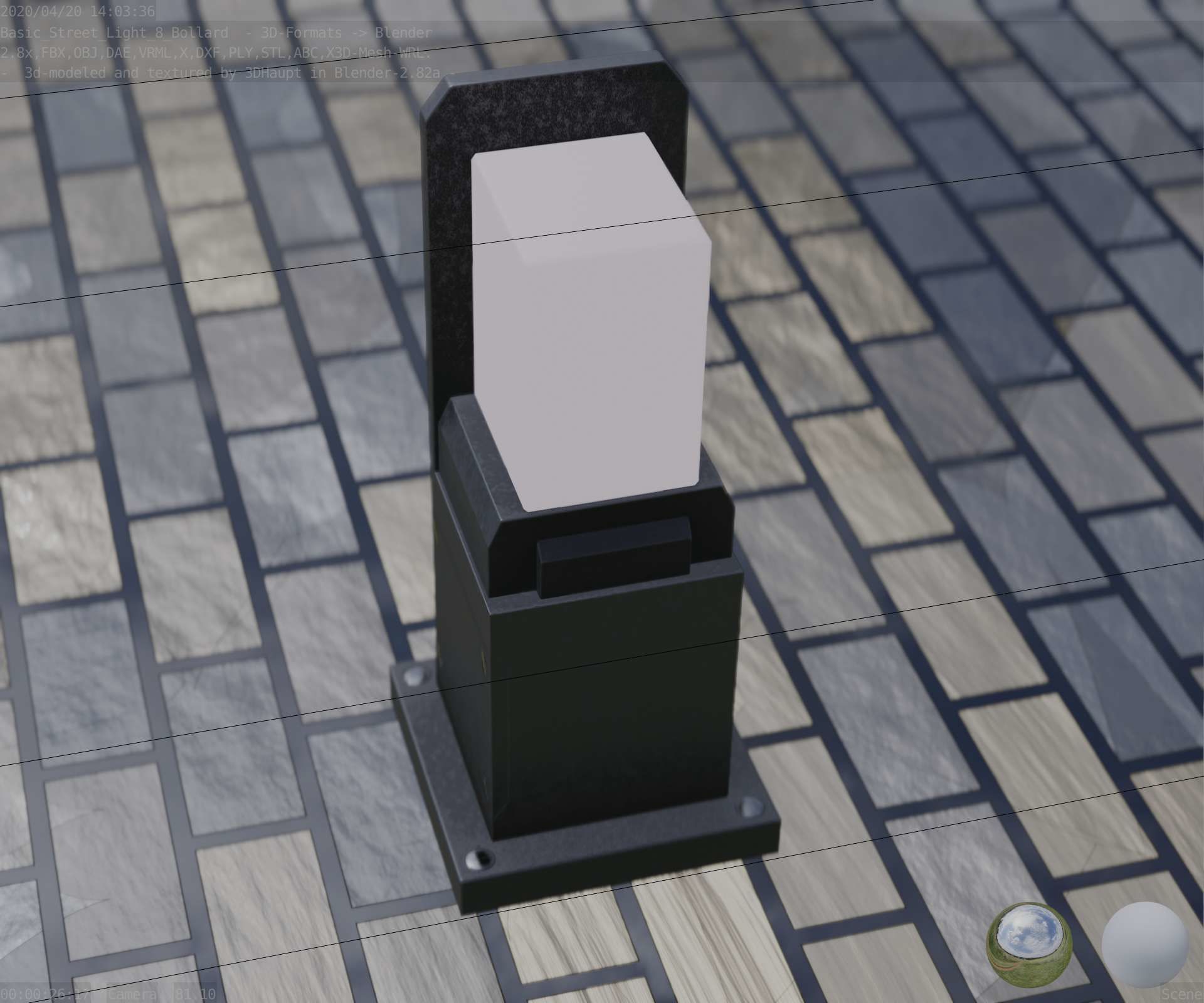 Street Light 8 Bollard 350 mm Basic Version 2 Low-poly 3D model_41
