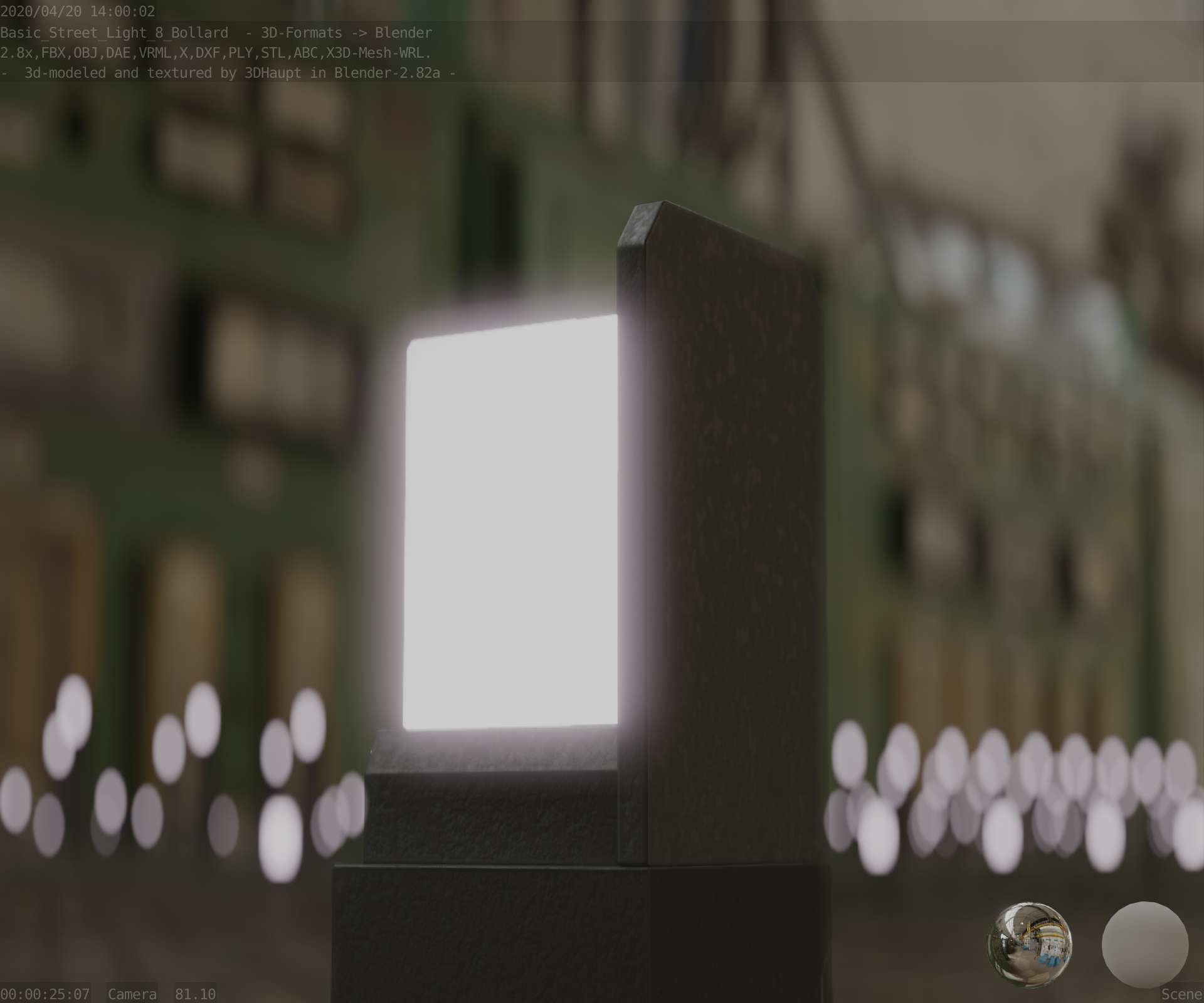 Street Light 8 Bollard 350 mm Basic Version 2 Low-poly 3D model_10